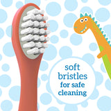 Brins ultra-doux sur la brosse dinosaure Dr. Brown's pour nettoyage en douceur.