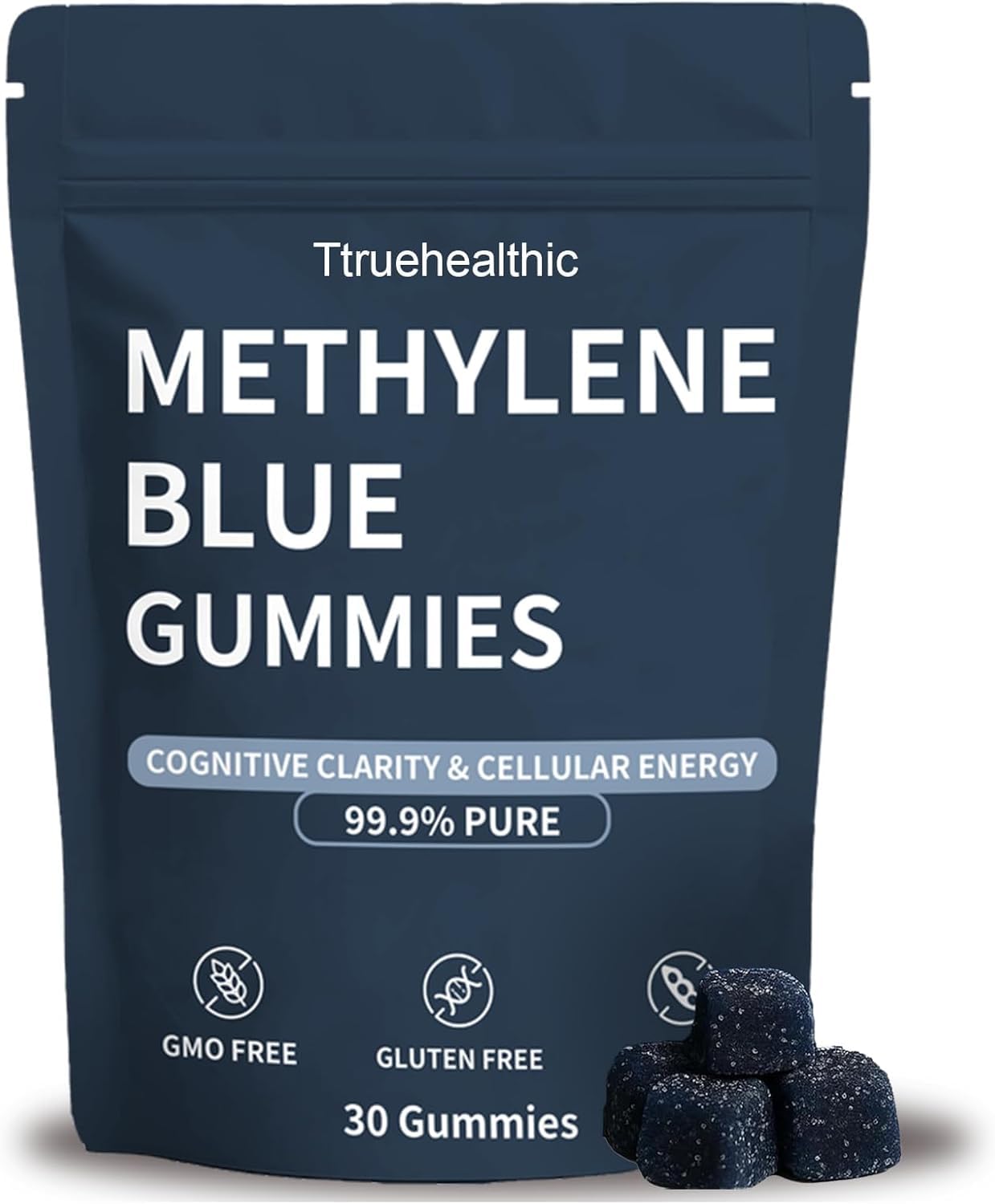 Dr.Cemenrete Truehealthic Gommes bleu de méthylène en bouteille, énergie soutenue possible.