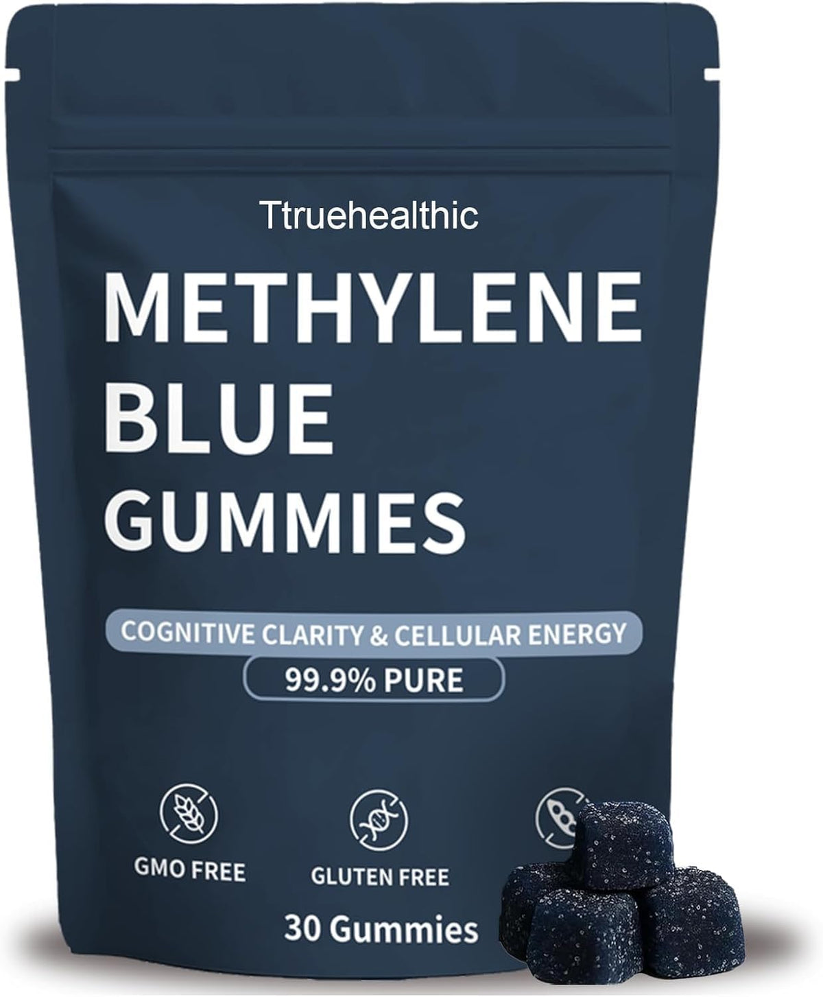 Dr.Cemenrete Truehealthic Gommes bleu de méthylène en bouteille, énergie soutenue possible.