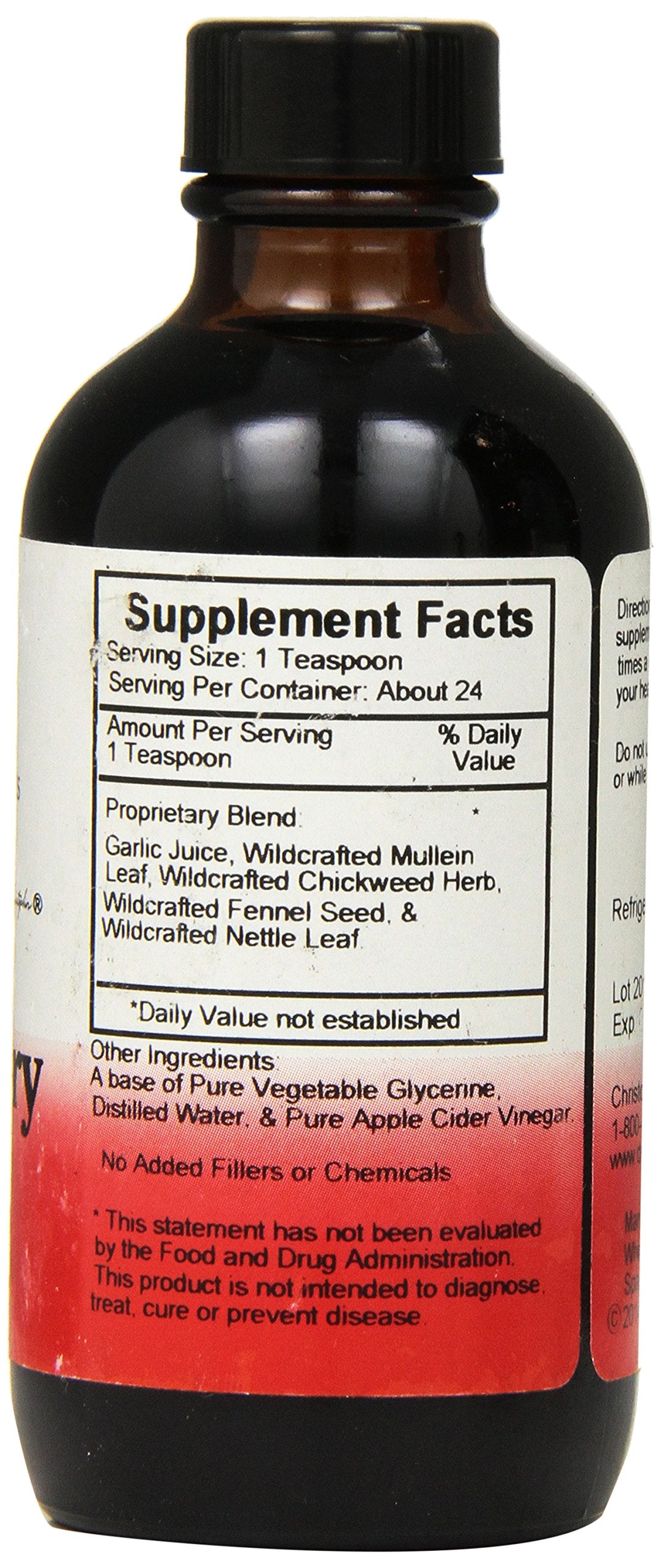 Étiquette du Sirope Respiratoire Dr Christopher's Formula avec ingrédients naturels.