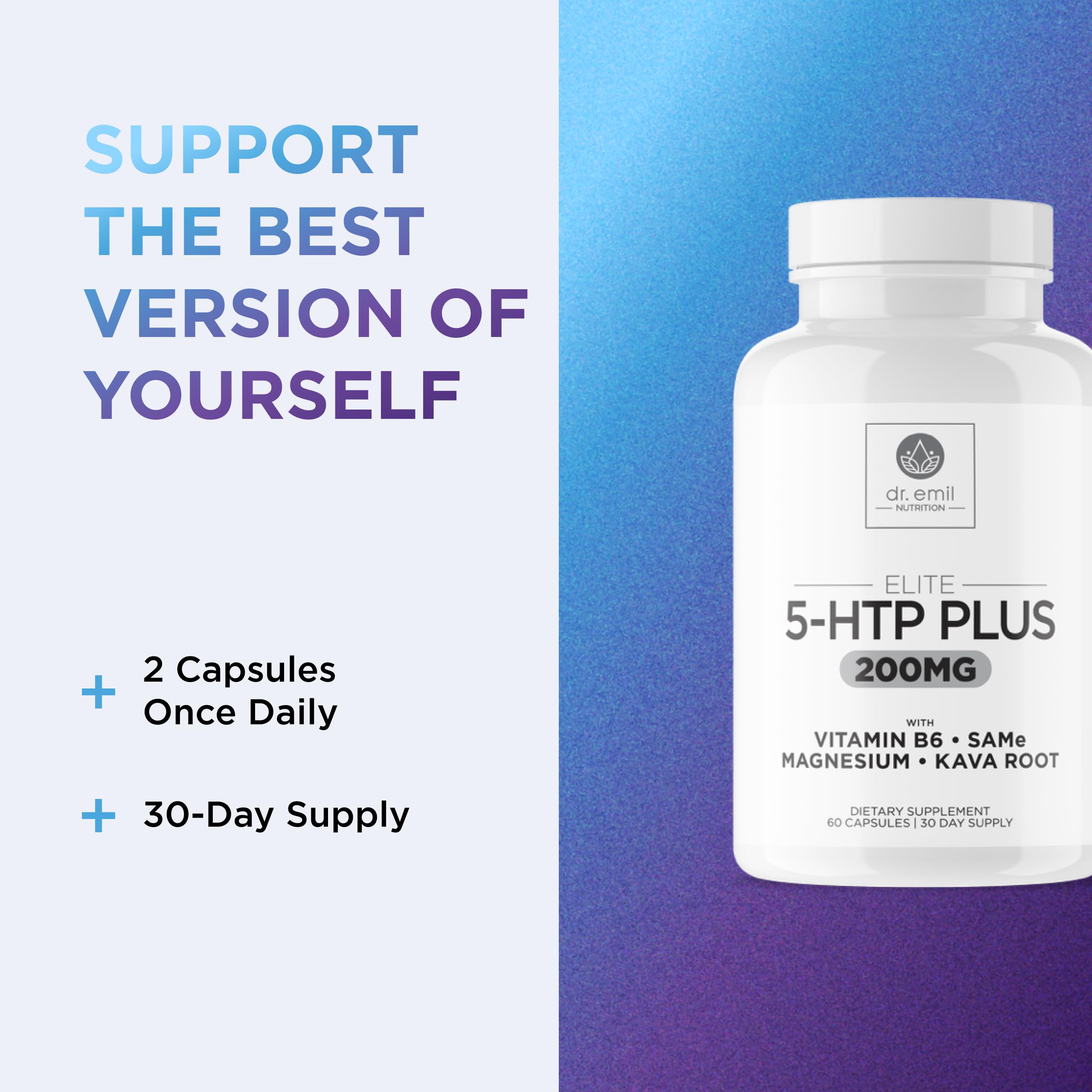 DR. EMIL NUTRITION Elite 5HTP vitamine B6: contribution potentielle à l'équilibre cognitif.