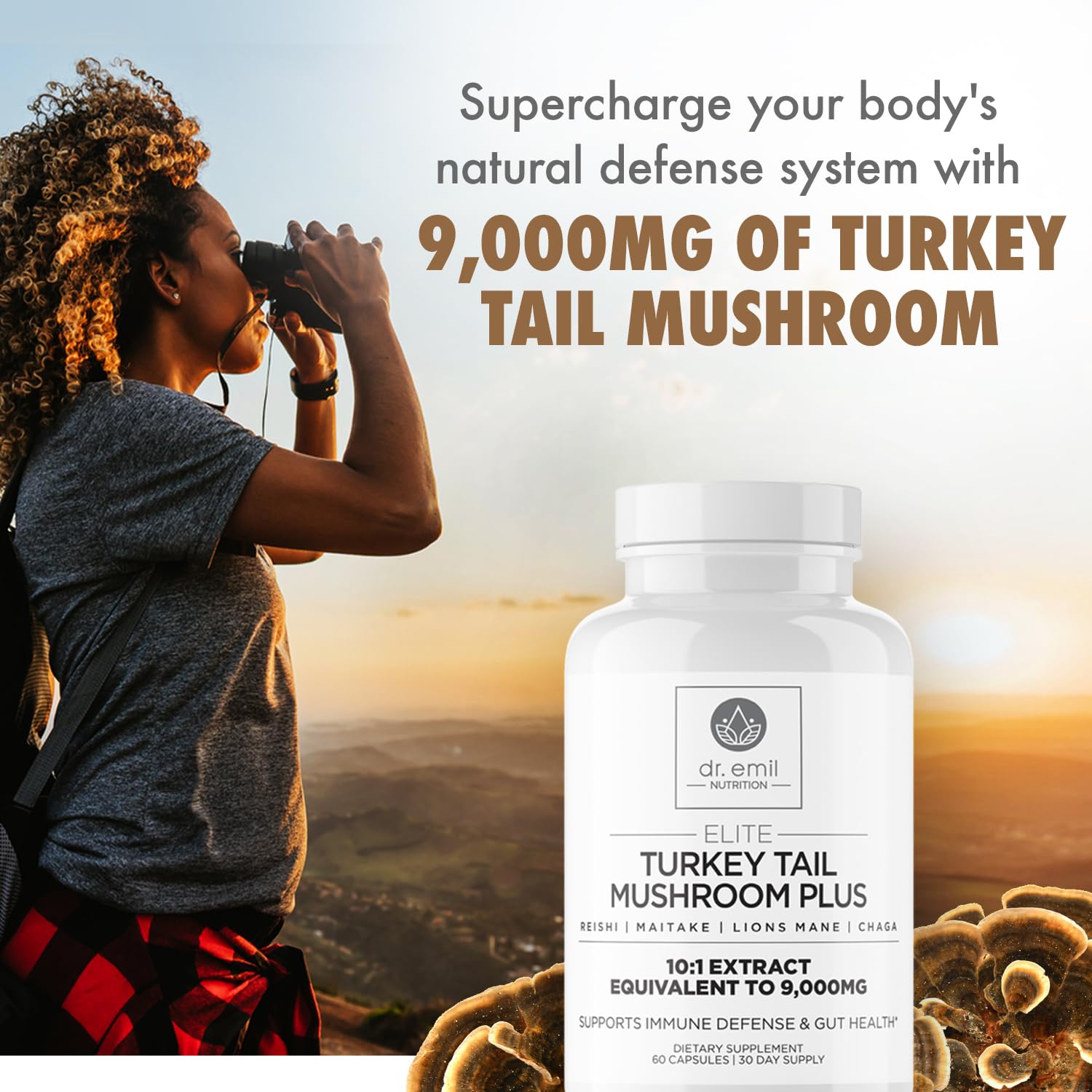 DR. EMIL NUTRITION Mélange criniere-de-lion, chaga et maitaké, pour énergie et concentration.