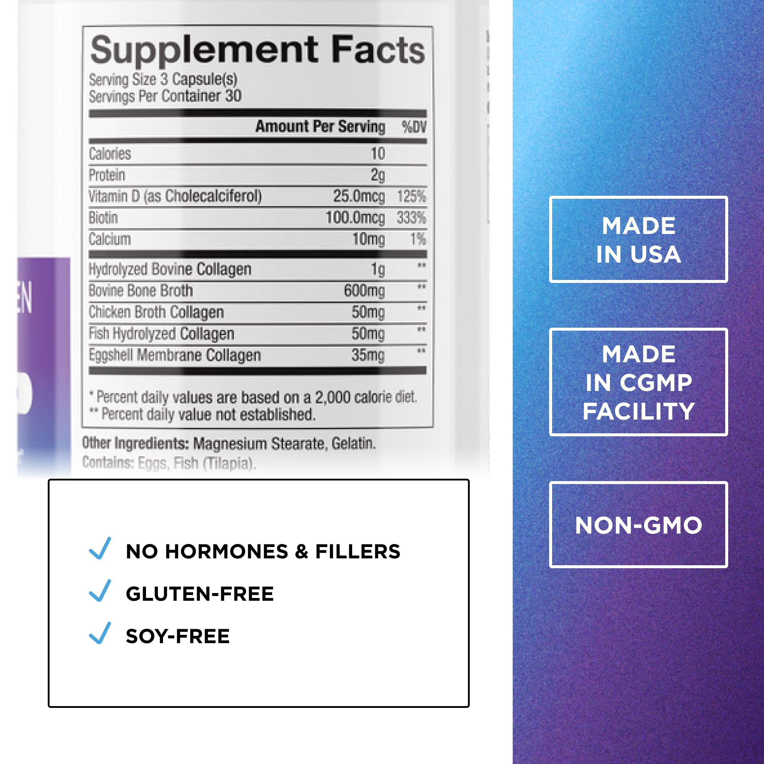 DR. EMIL NUTRITION Multi Collagen Plus — étiquette détaillant collagène et biotine