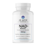 NAD+ Boost DR. EMIL NUTRITION, bouteille ouverte, énergie potentielle pour la journée