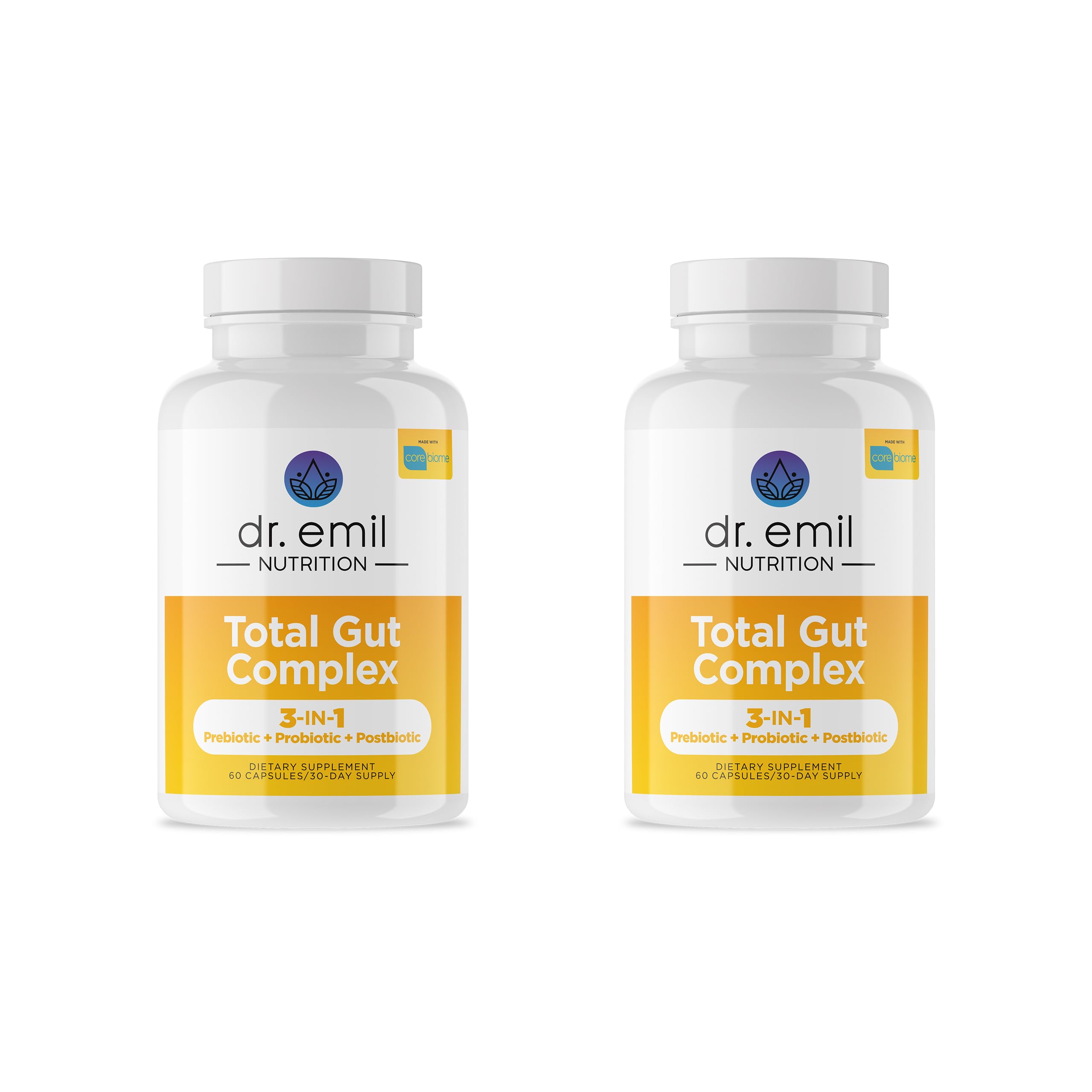Total Gut Health Complex de DR. EMIL NUTRITION en bouteille, soutien digestif potentiel.
