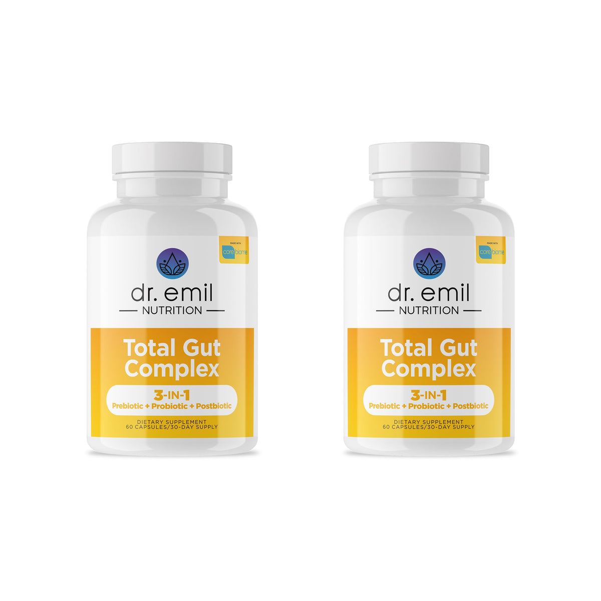 Total Gut Health Complex de DR. EMIL NUTRITION en bouteille, soutien digestif potentiel.