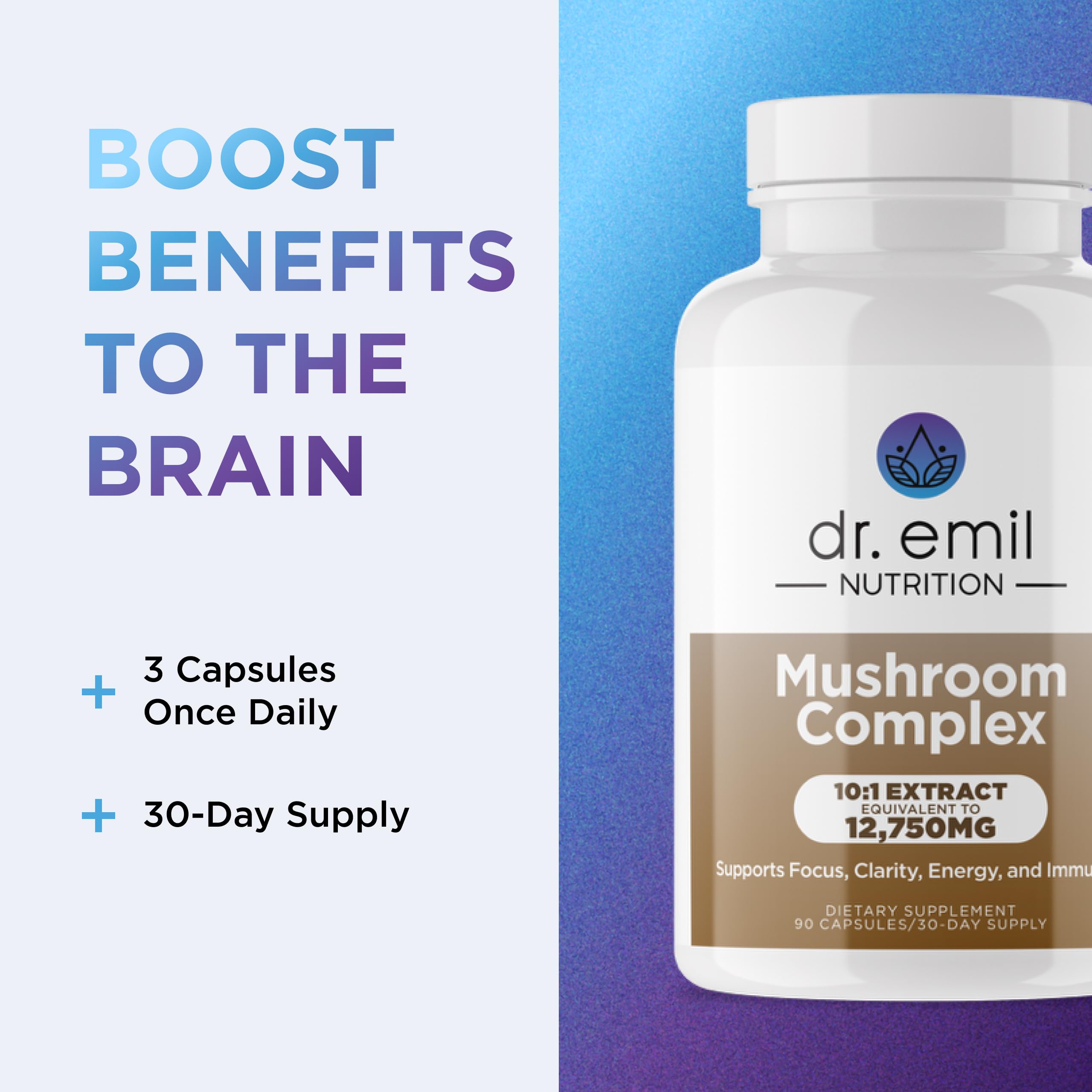 Extrait de tramète versicolore DR. EMIL NUTRITION soutenant potentiellement le système immunitaire.