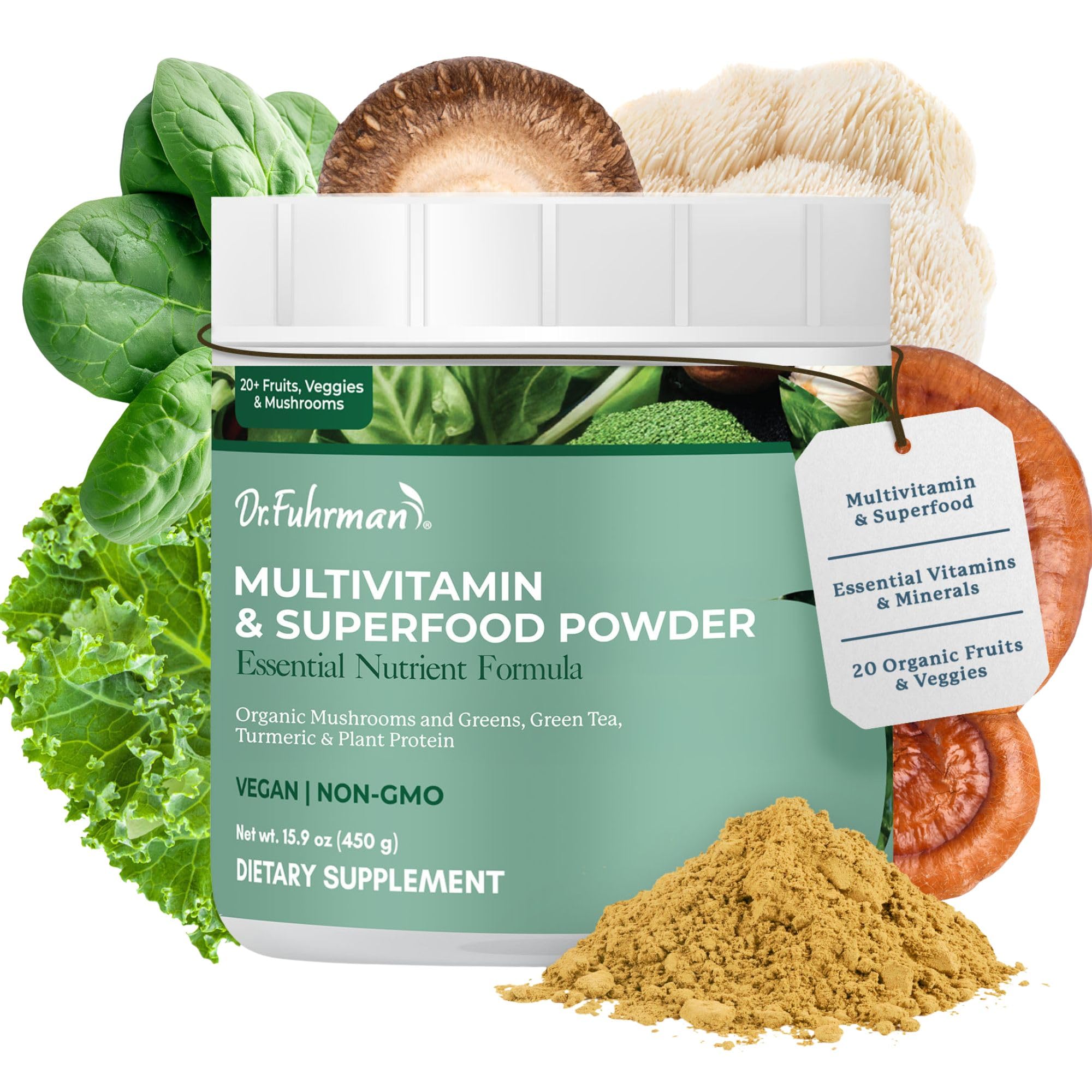 Poudre Verdure Complète Dr. Fuhrman, riche en nutriments pour l'alimentation quotidienne.