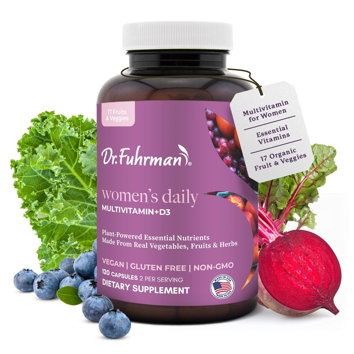 Dr. Fuhrman Vitamines Femmes – bouteille visible, soutien quotidien potentiel.