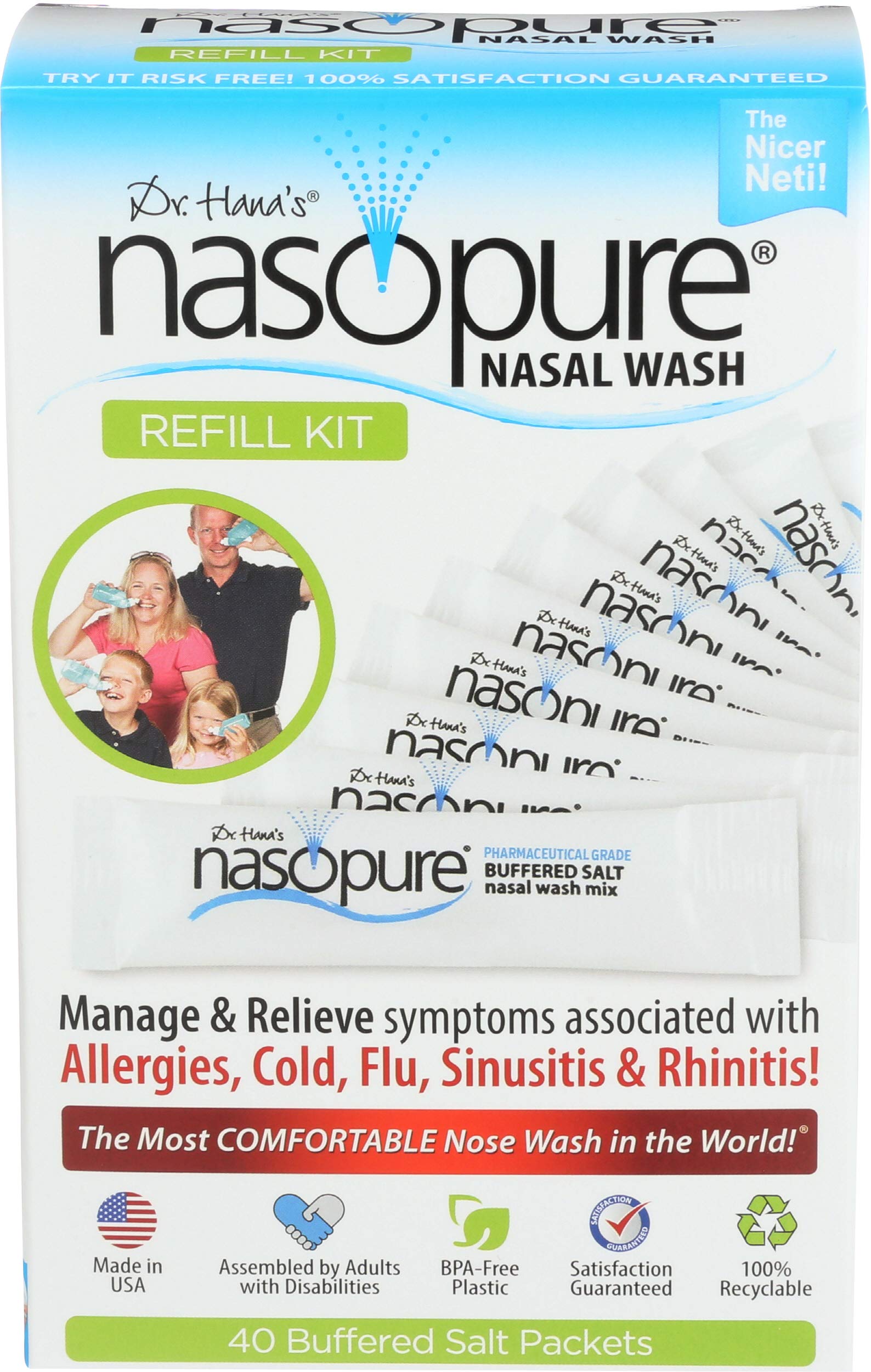 Nasopure kit-remplissage-bouteille pour un rinage nasal précis et sûr.