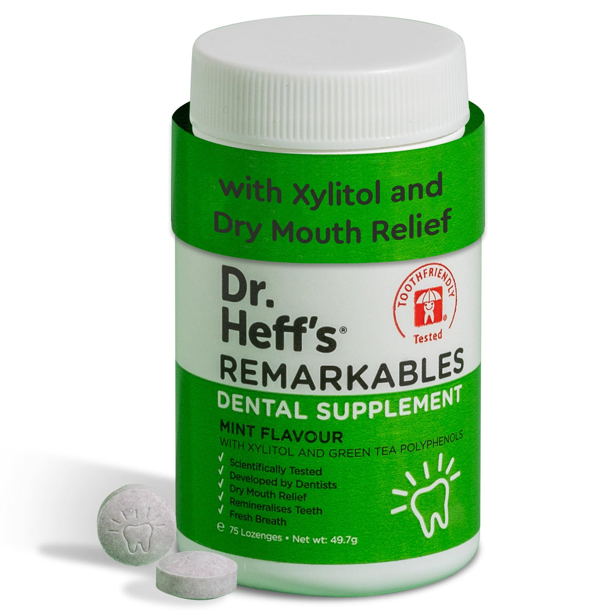 Dr. Heff's Xylitol Mints dans l'emballage, prêt à emporter.