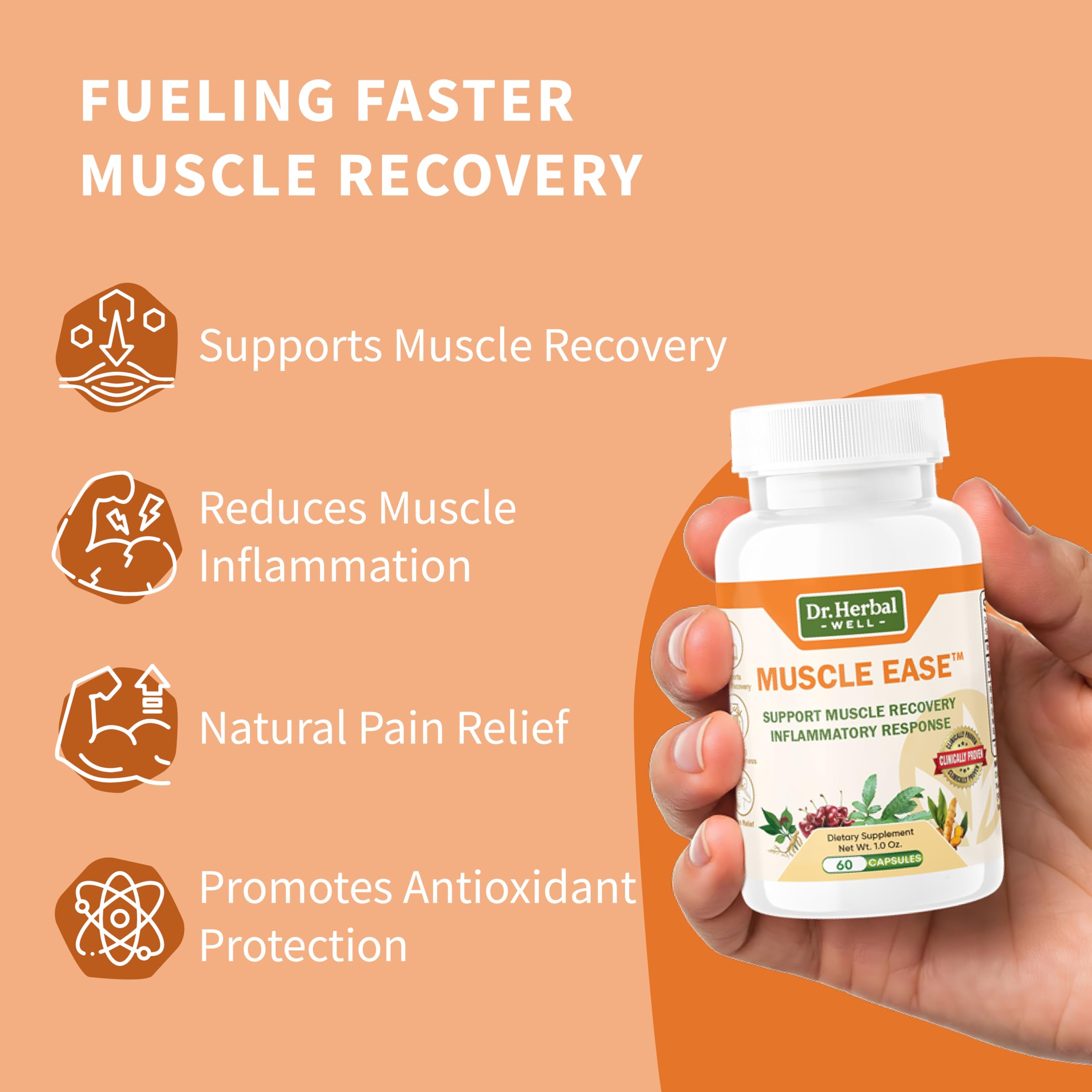 DR. HERBAL WELL Muscle Ease, ingrédients naturels et extraits.