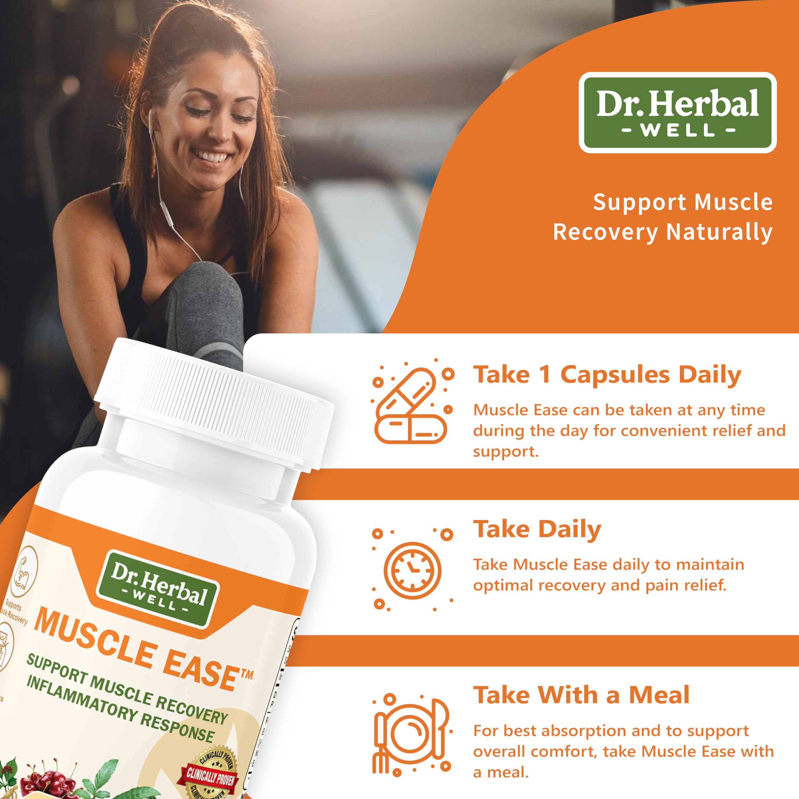 DR. HERBAL WELL Muscle Ease, utilisation quotidienne facile.