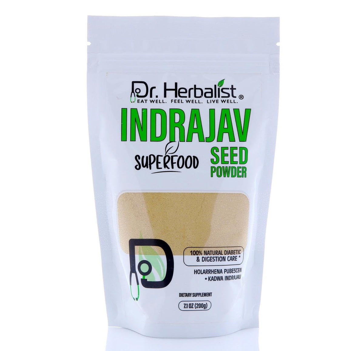 Dr HERBALIST Indrajav poudre-indrajav-200g: poudre fine prête pour soins quotidiens.