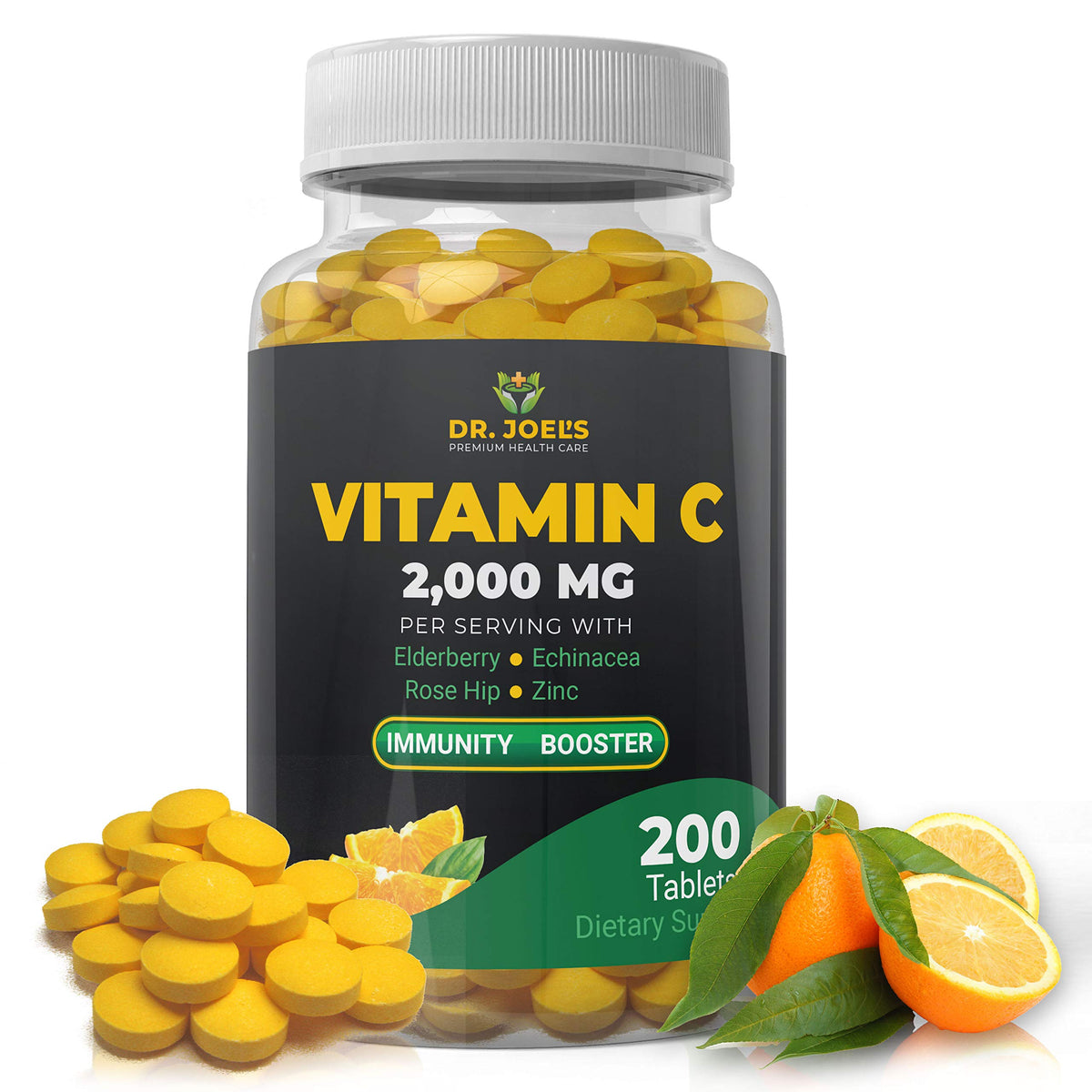 Dr. JOEL'S Immunité 2000 mg — bouteille pratique pour soutenir les défenses naturelles.