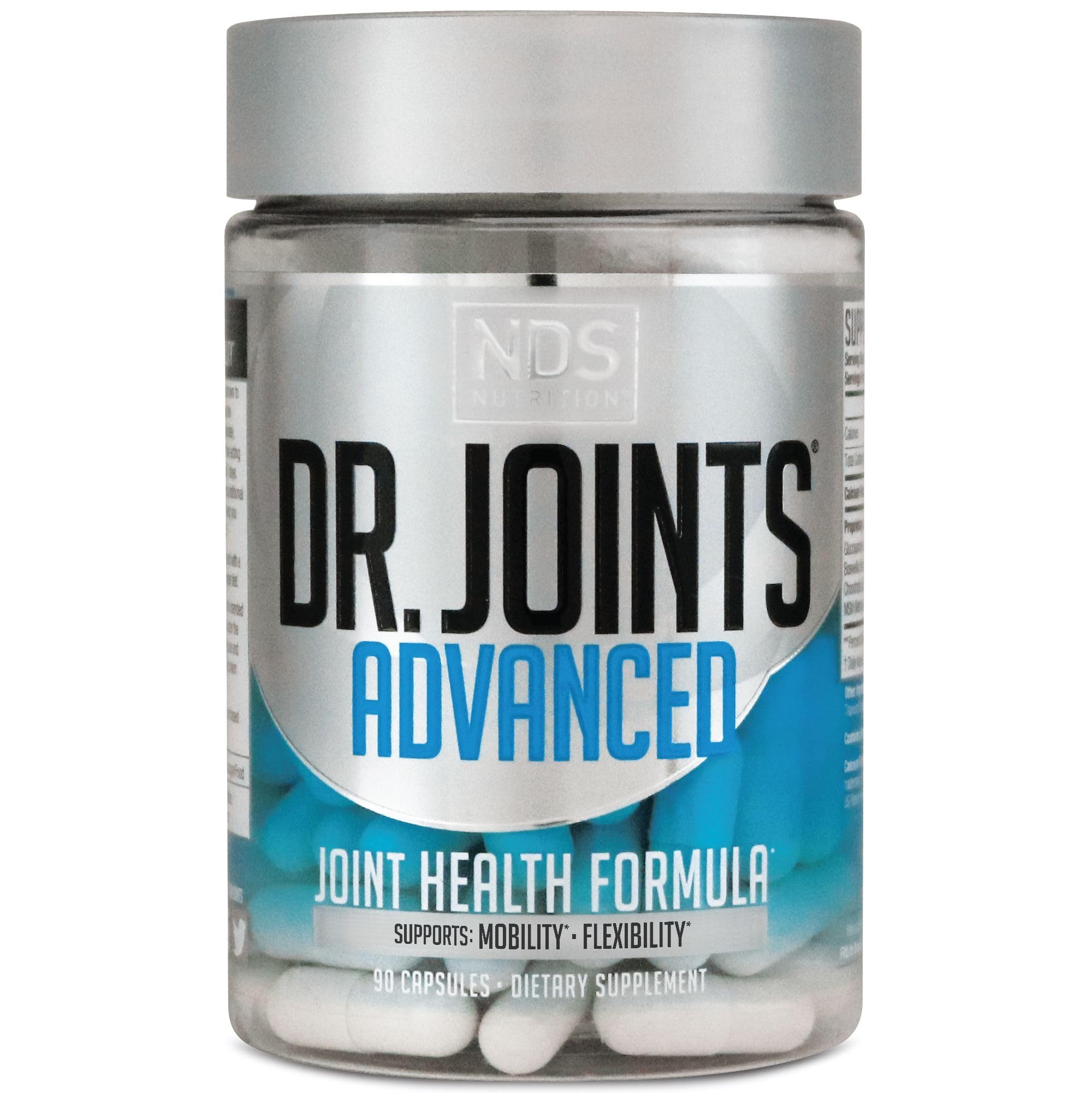 Dr. Joints Advanced — bouteille présentant la formule pour une mobilité potentiellement soutenue.