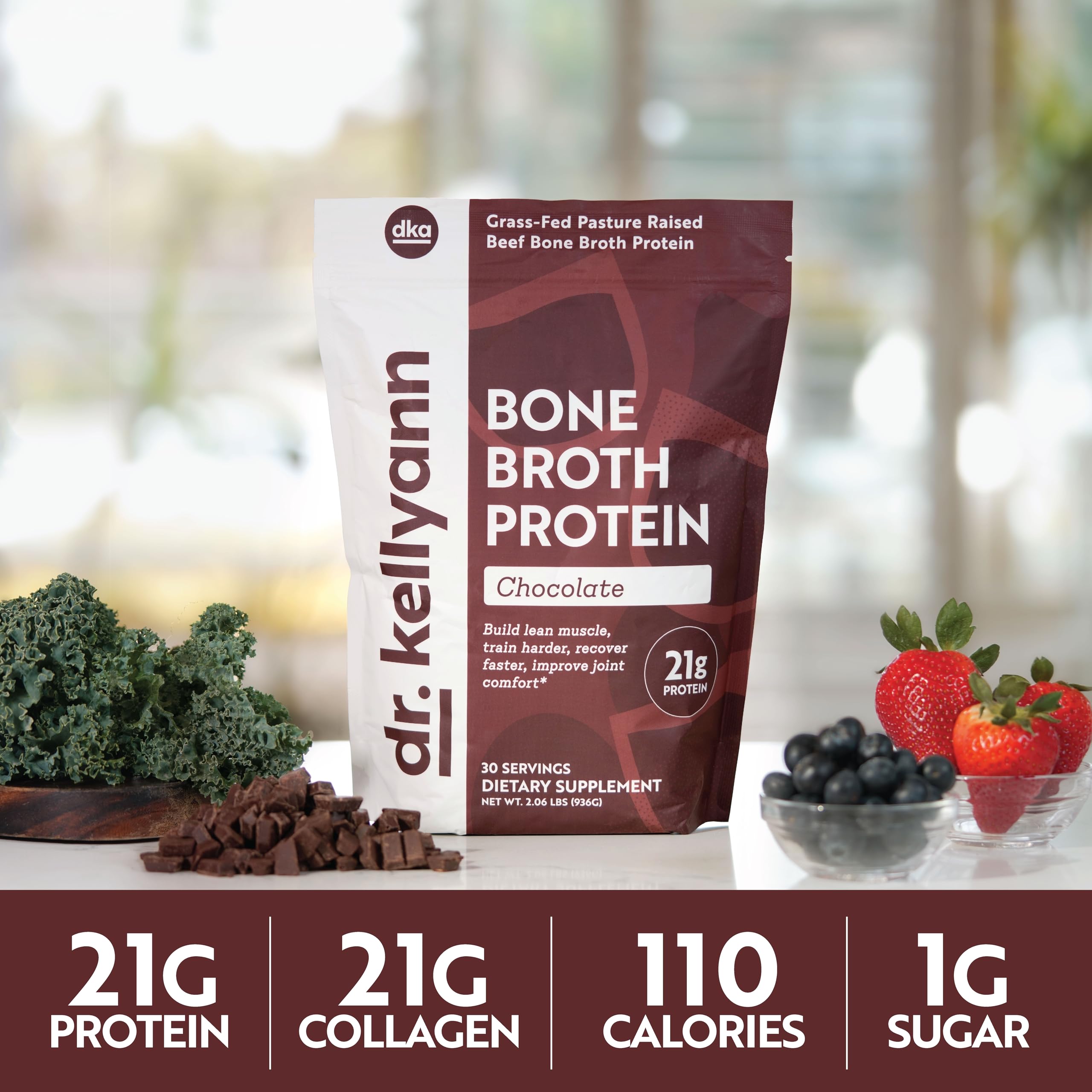 Dr. Kellyann poudre chocolat pour boisson chaude rapide et rassasiante.