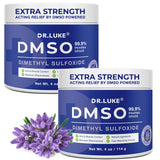 Dr. Luke Crème DMSO Lavande, bouteille pompe, application pratique sur le corps.