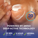 Dr. Luke DMSO Lavande, zone genoux et cuisses en soin confortable.