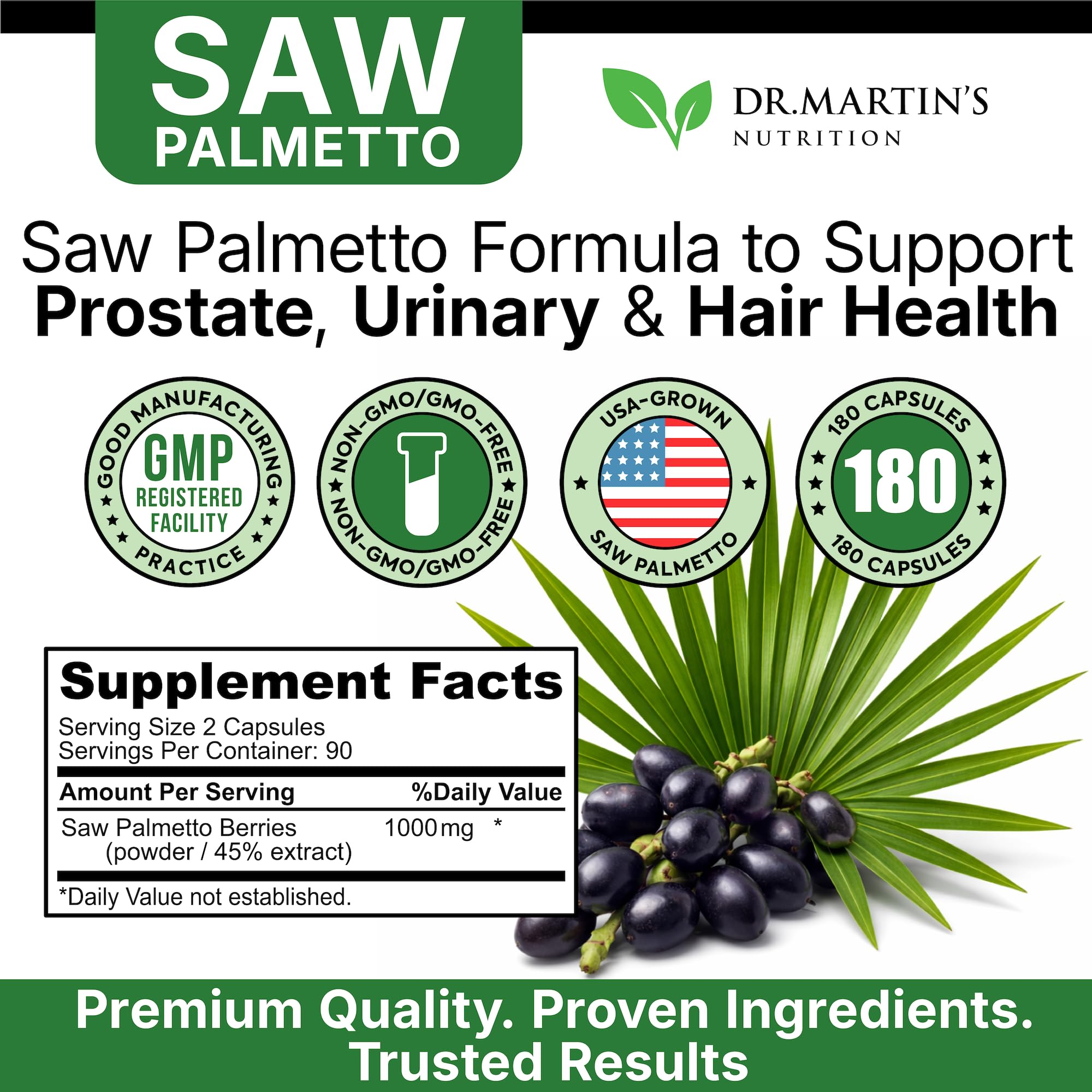 Suggestion d’usage quotidien Saw Palmetto DR. MARTIN'S NUTRITION - pratique et conviviale.