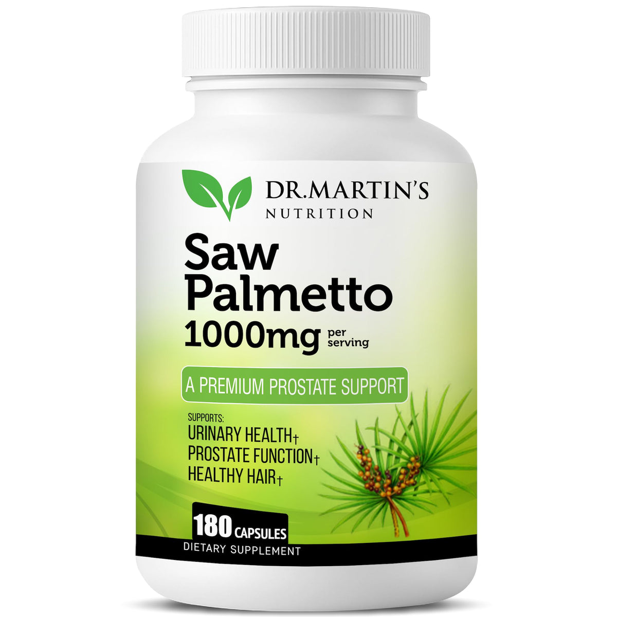 DR. MARTIN'S NUTRITION Saw Palmetto - bouteille, soutien potentiel à une miction normale.