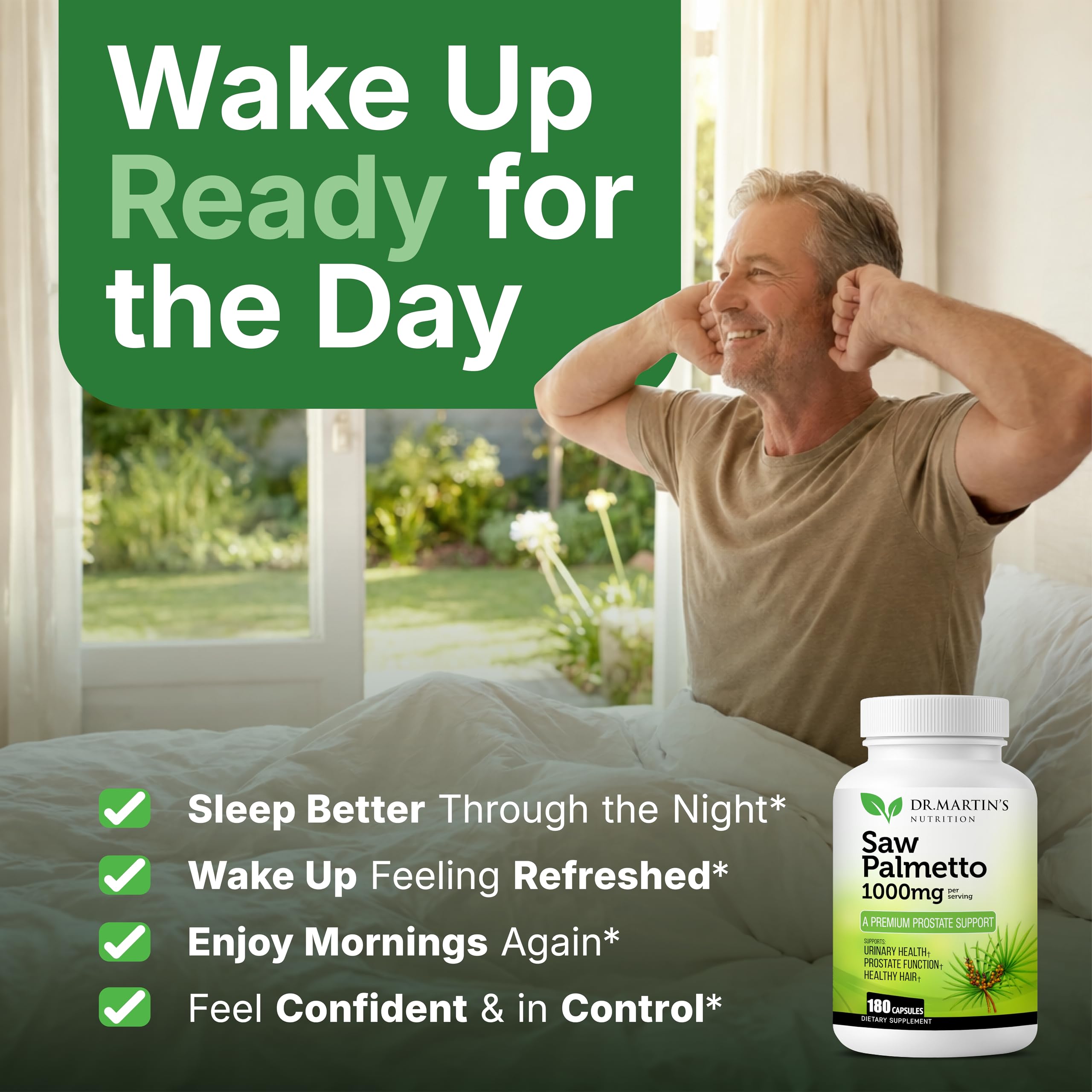 DR. MARTIN'S NUTRITION Saw Palmetto - gélules faciles à avaler pour une routine simple.