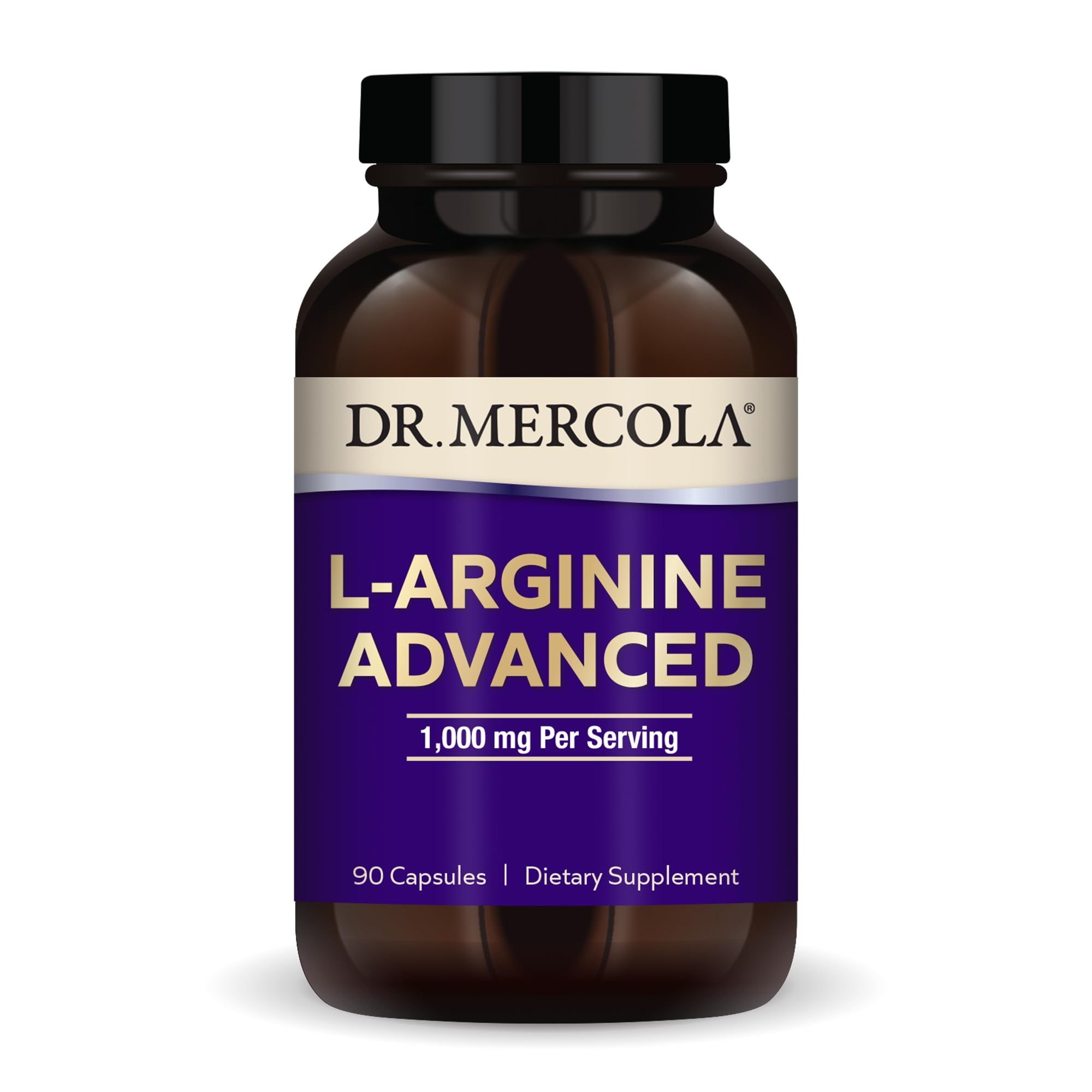 Dr. Mercola L-Arginine Advanced – Bouteille pratique pour énergie et bien-être.