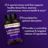 Dr. Mercola L-Arginine Advanced – Technologie MiniTab pour absorption régulière.