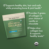 Dr. Mercola Bouillon Collagène Bio Vanille — smoothie velouté, soutien quotidien sans effort.