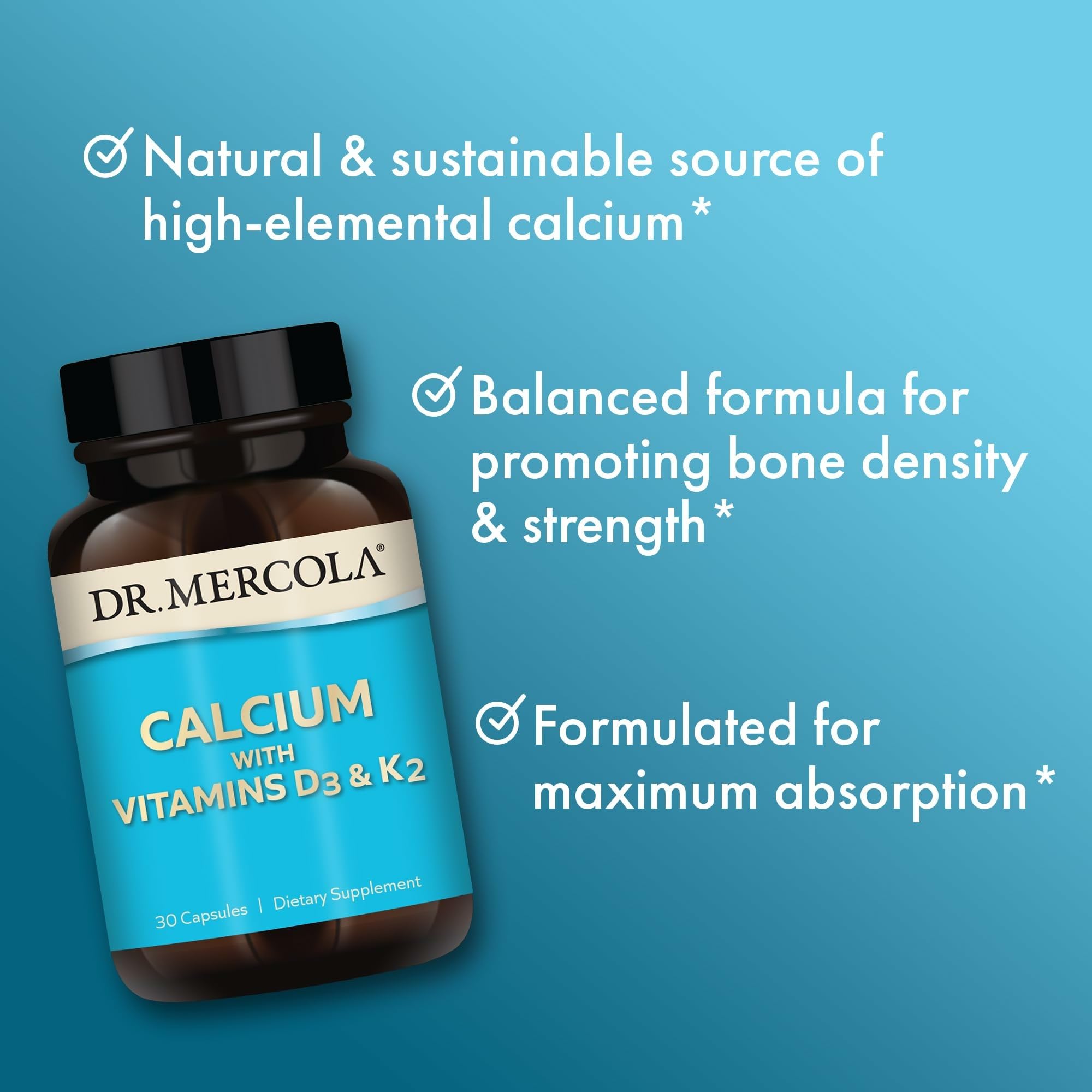 Dr. Mercola Calcium D3 et K2 – coquille d'œuf, calcium d’origine naturelle