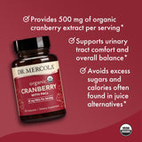 Label USDA Organic sur l'emballage Dr Mercola Canneberge PACs