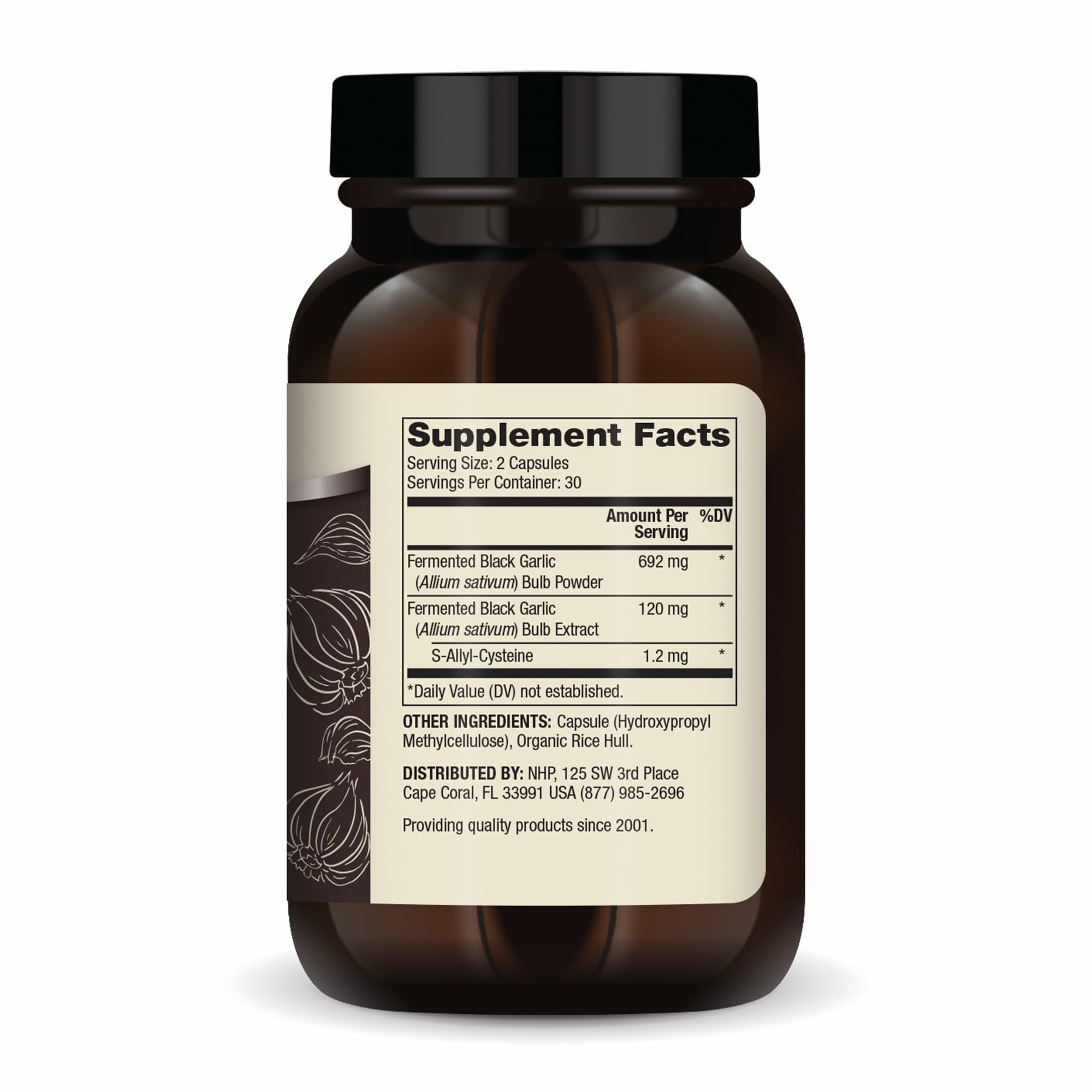 Capsules Dr Mercola Ail Noir Fermenté prêtes à être consommées.