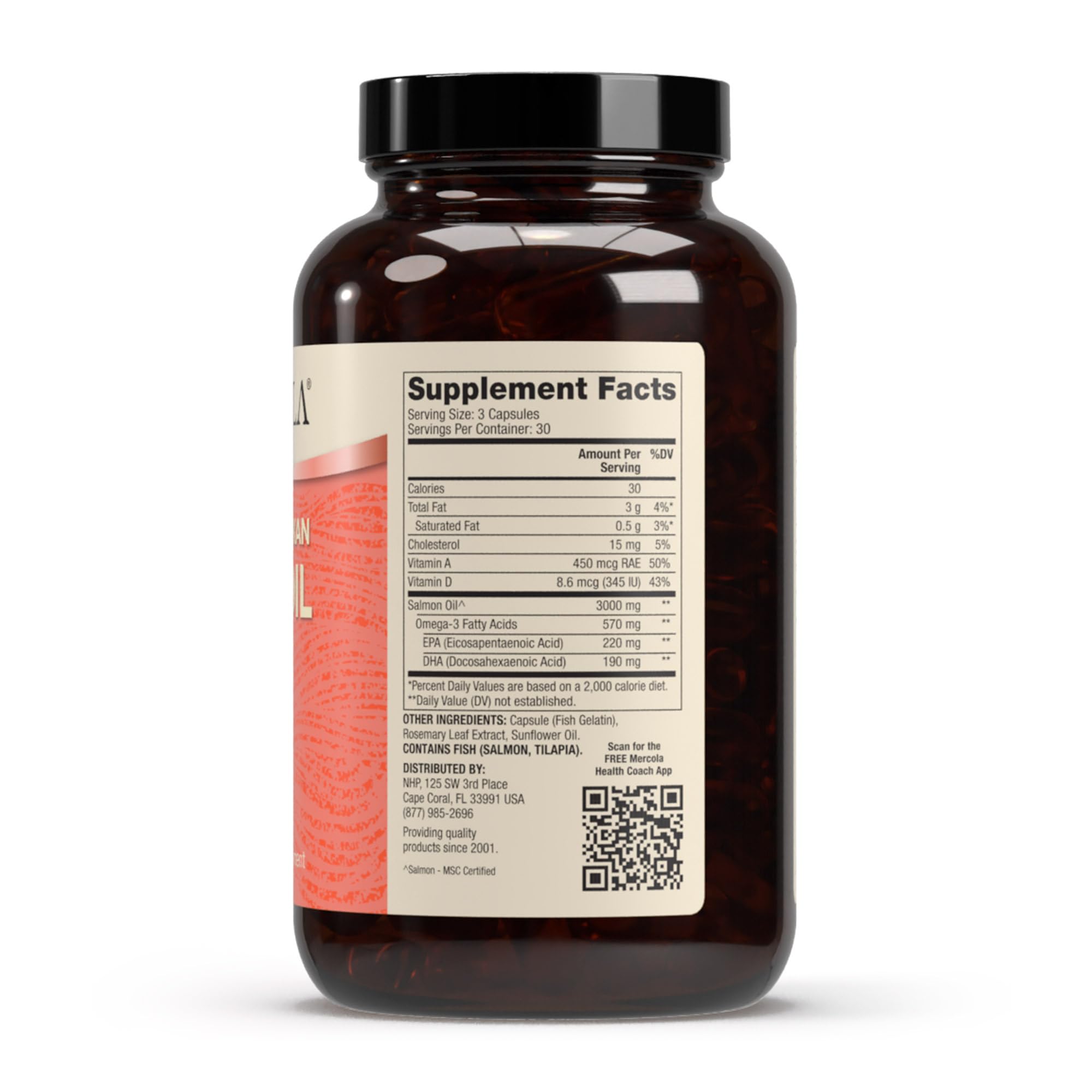 Dr. Mercola Capsules Huile Saumon: format pratique pour votre routine bien-être.