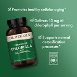 Dr. Mercola Chlorelle sans OGM — emballage clair et choix naturel.