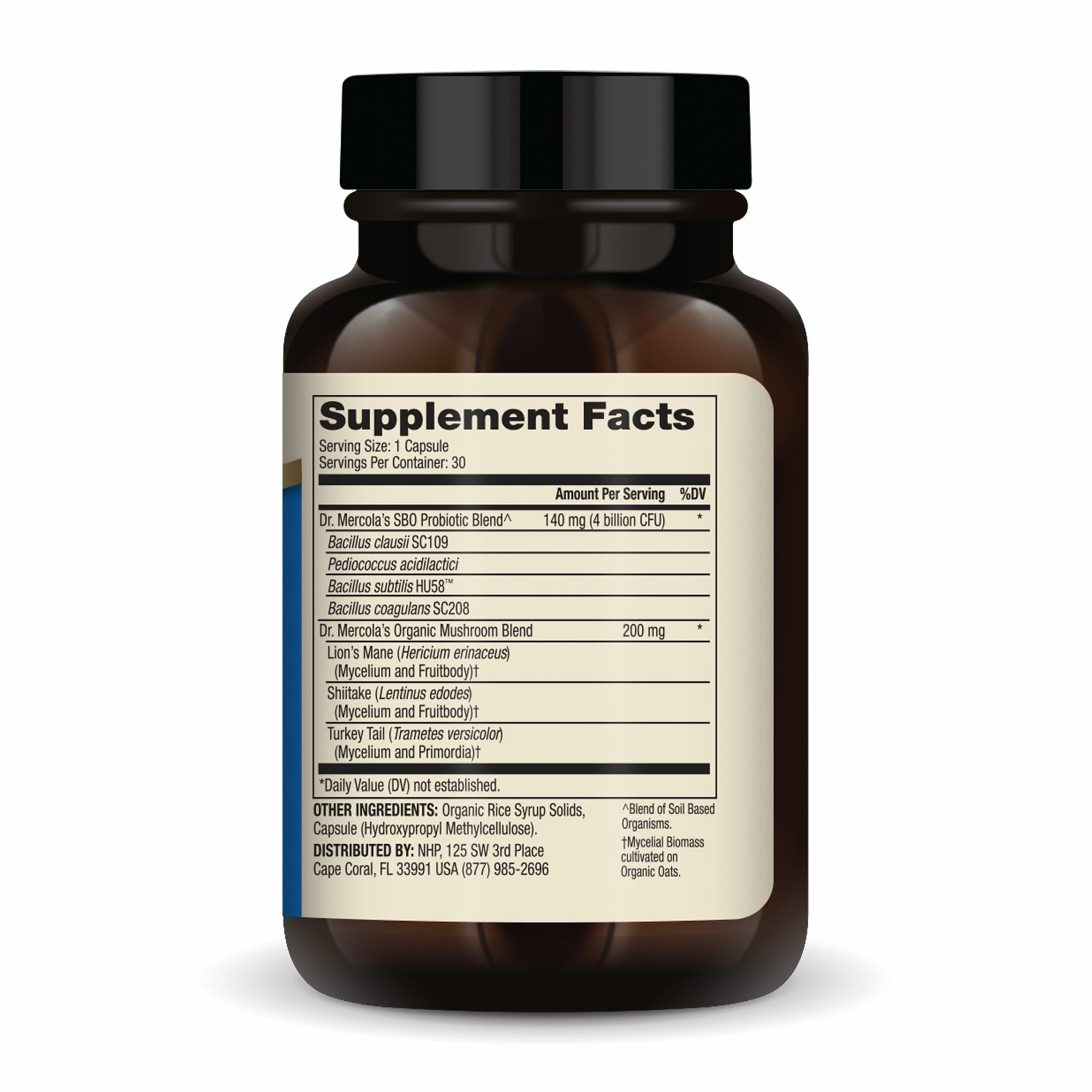 Gélules Dr. Mercola Complete Spore Restore faciles à avaler au quotidien.