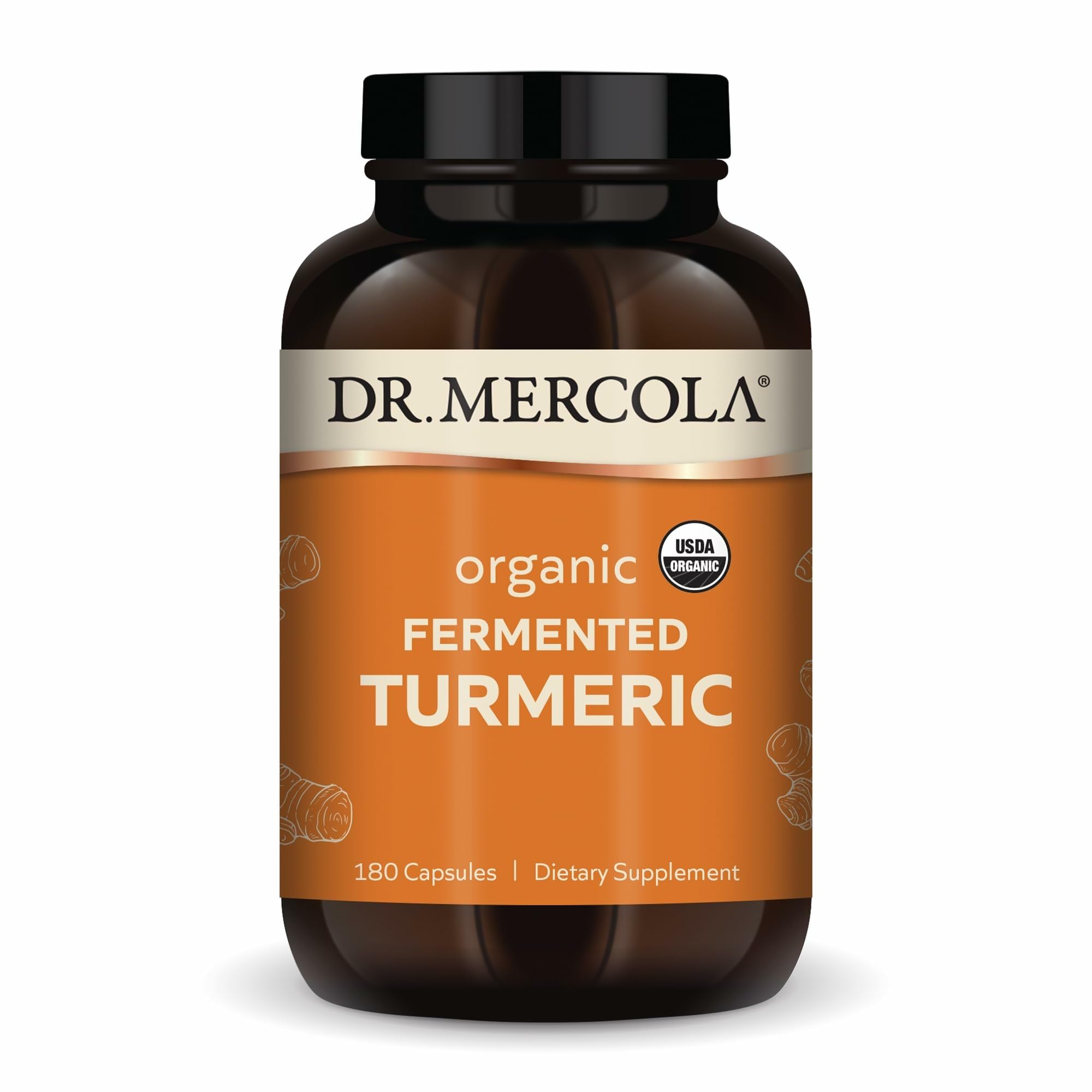 Dr. Mercola Curcuma fermenté - bouteille: biodisponibilité élevée et biologique.