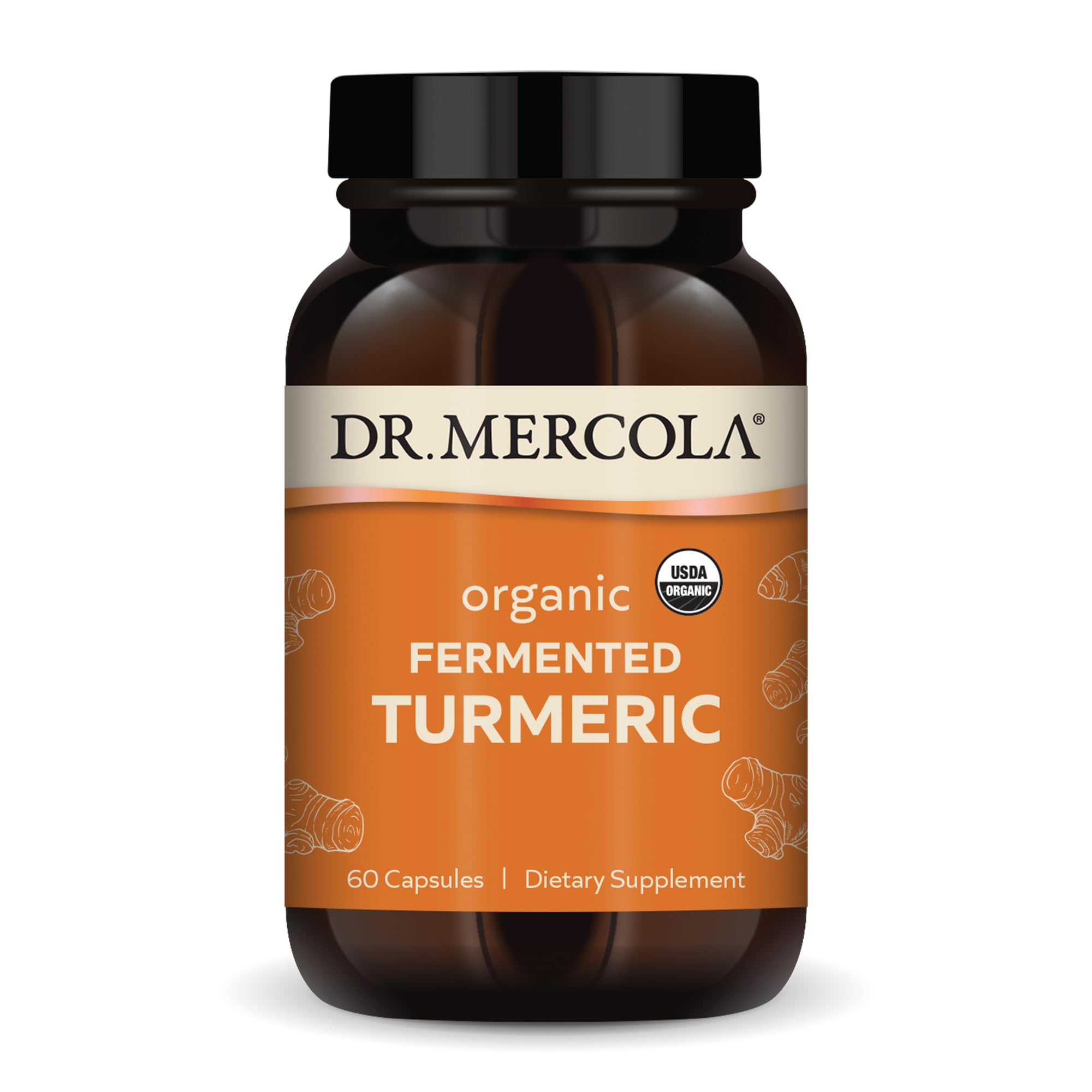 Dr Mercola Curcuma fermenté – bouteille, biodisponibilité améliorée et concentration élevée de curcuminoïdes