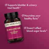 Boîte-packaging Dr. Mercola D-Mannose et Cranberry, emballage durable.