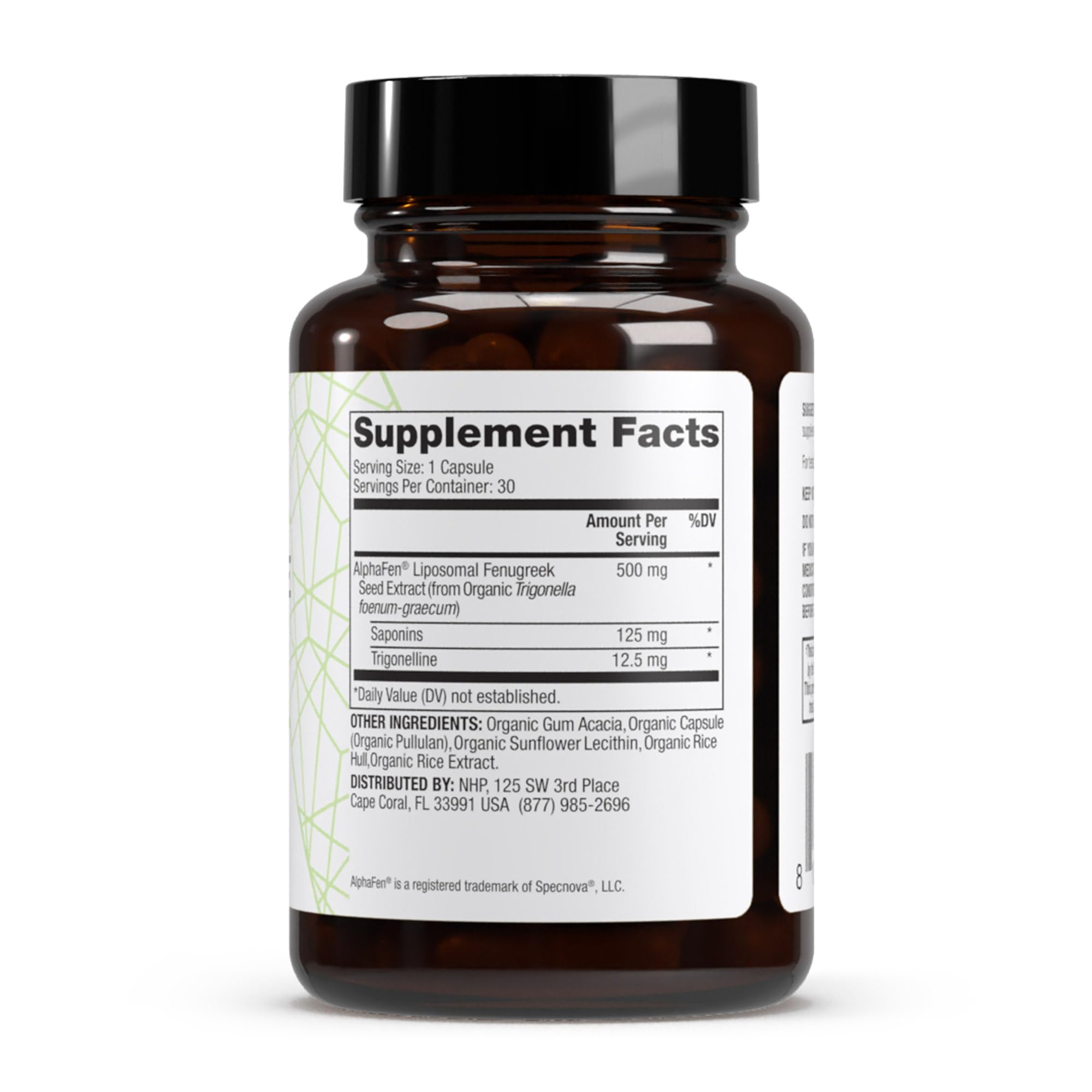 Dr. Mercola Pure Power Liposomal Fenugrec, capsule visible, haute concentration et livraison liposomale.