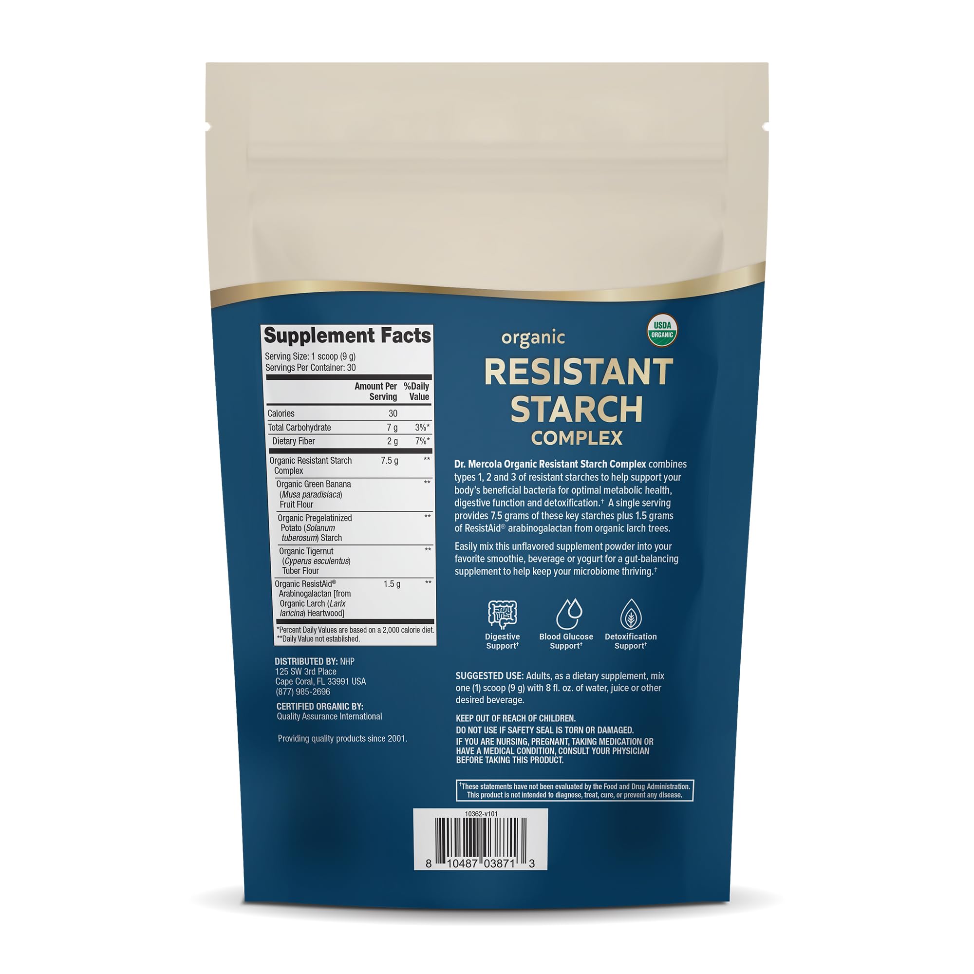 Cuillère-doseuse Dr. Mercola Amidon Résistant Organique prête à mesurer une portion pour une routine quotidienne