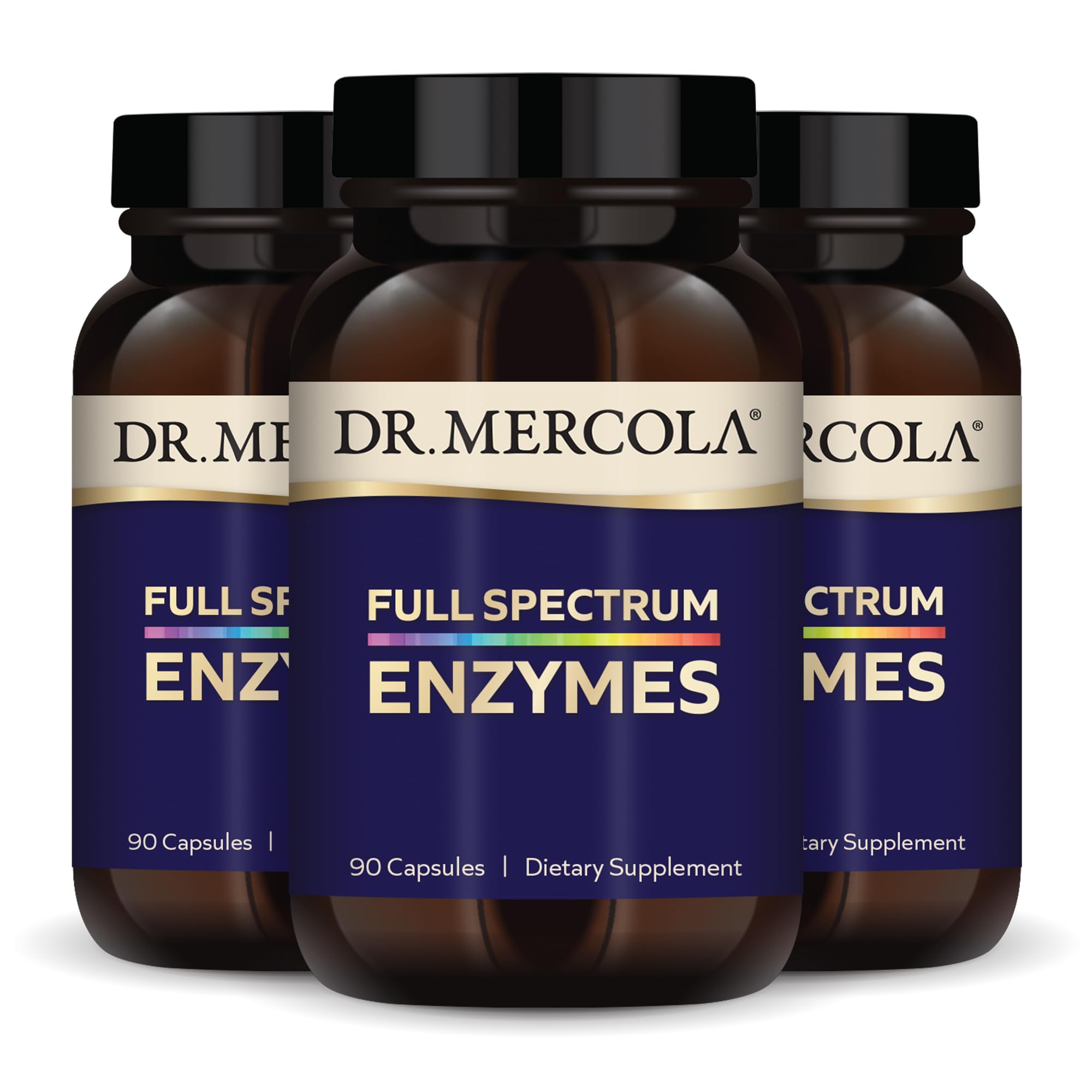 Dr Mercola Enzymes spectre complet, bouteille capsules, soutien digestif possible