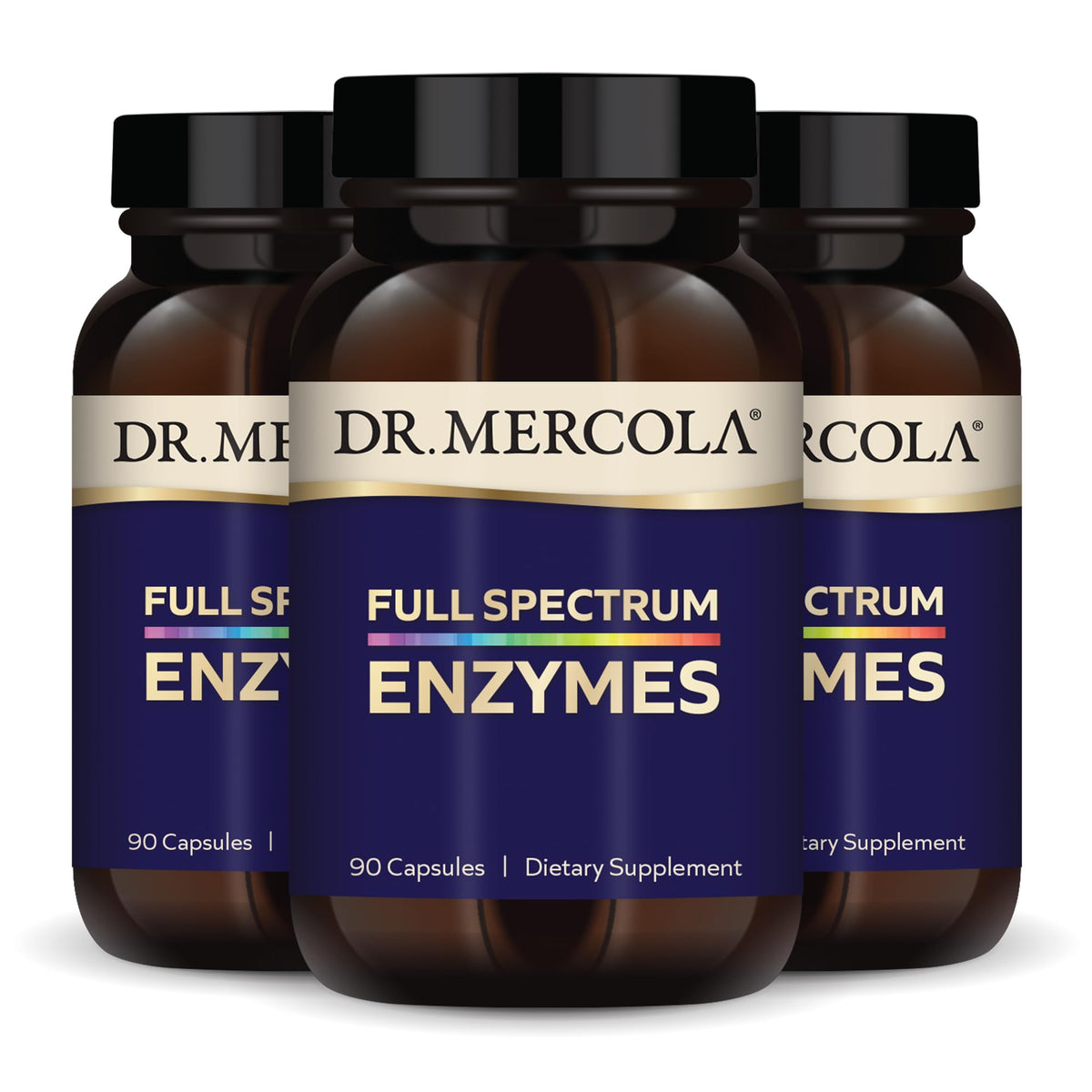 Dr Mercola Enzymes spectre complet, bouteille capsules, soutien digestif possible