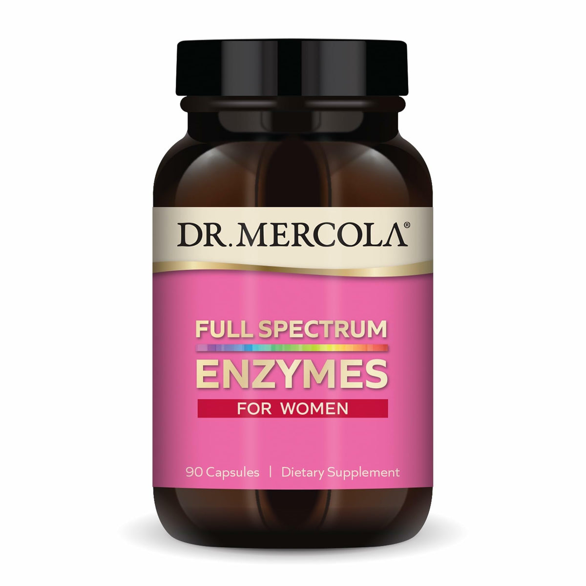 Dr. Mercola Enzymes pour Femmes: bouteille et capsules, soutien digestif potentiel.