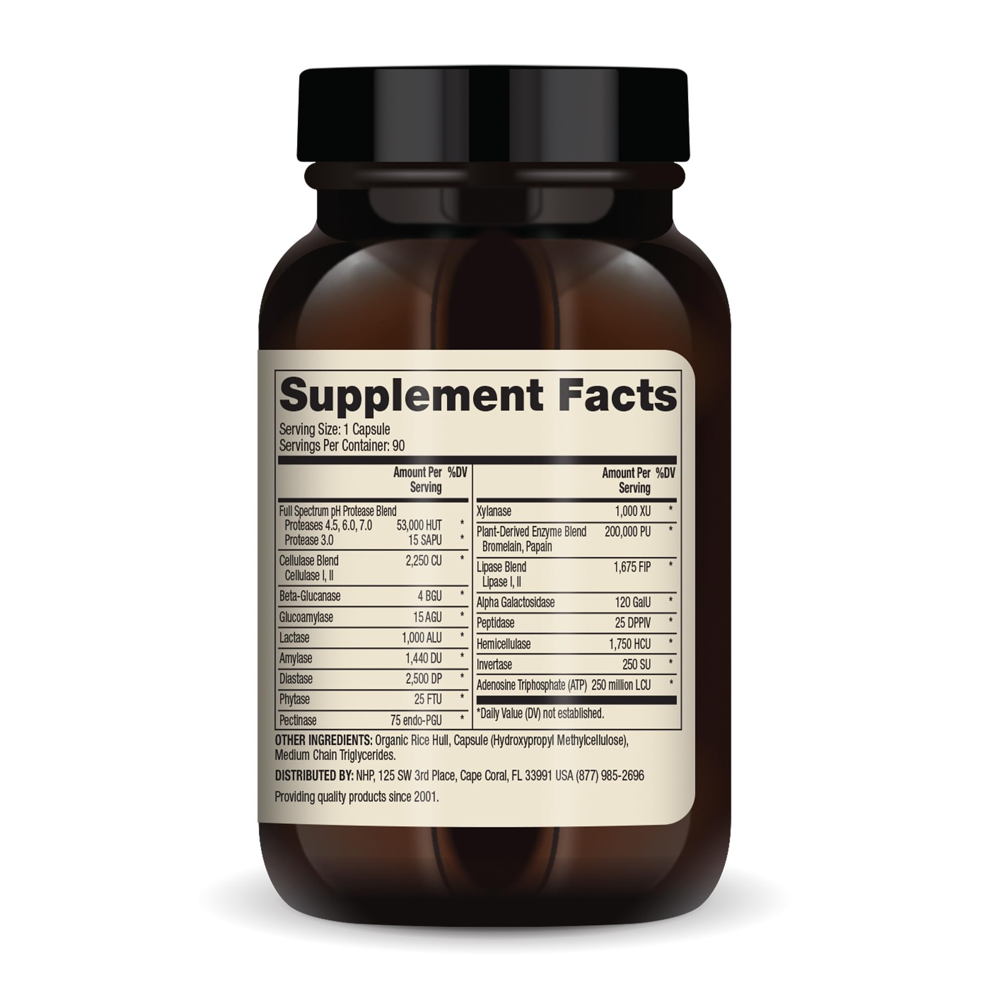 Étiquette du produit Dr. Mercola montrant les attributs sans OGM et sans gluten.