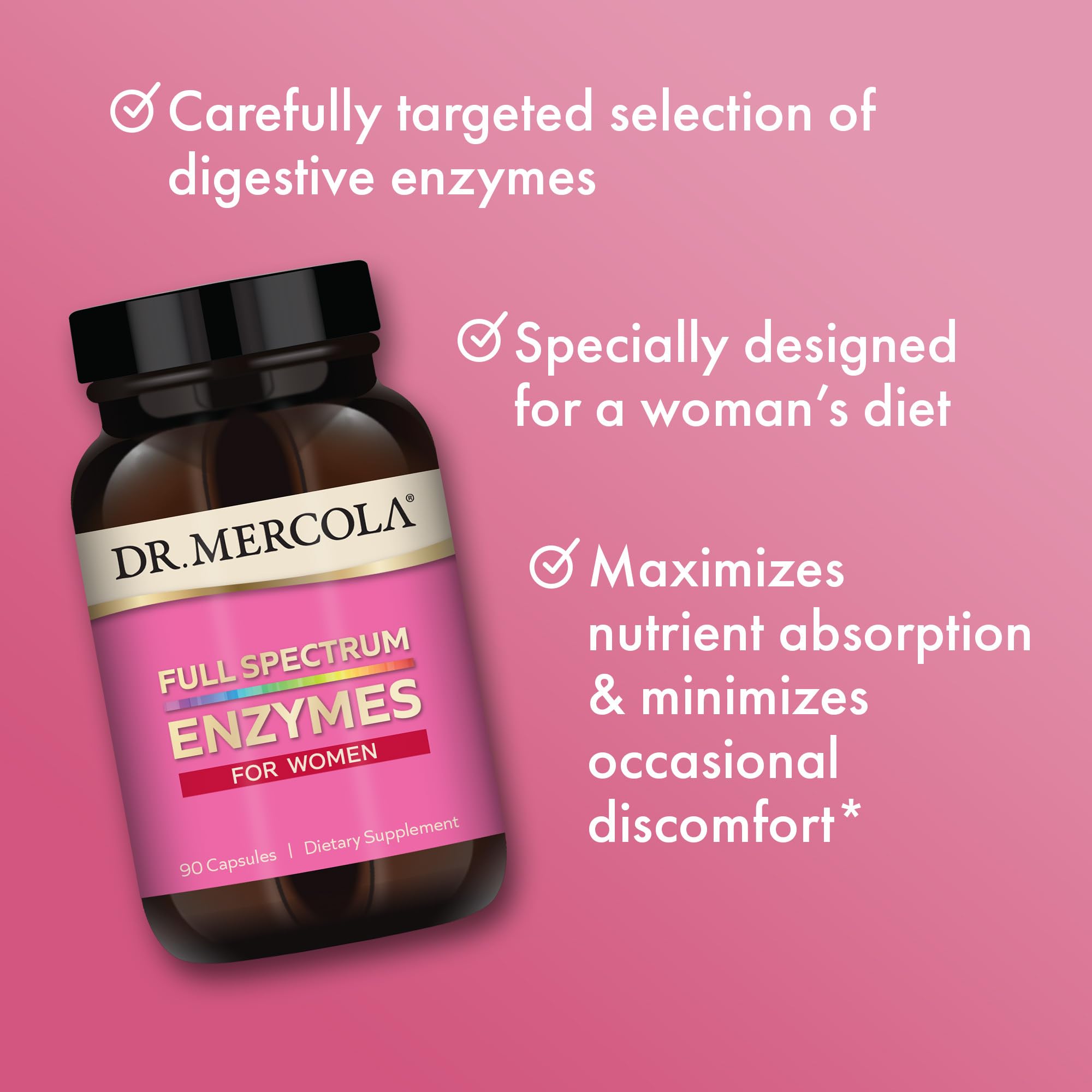 Schéma digestif montrant l’action des enzymes Dr. Mercola pour Femmes.