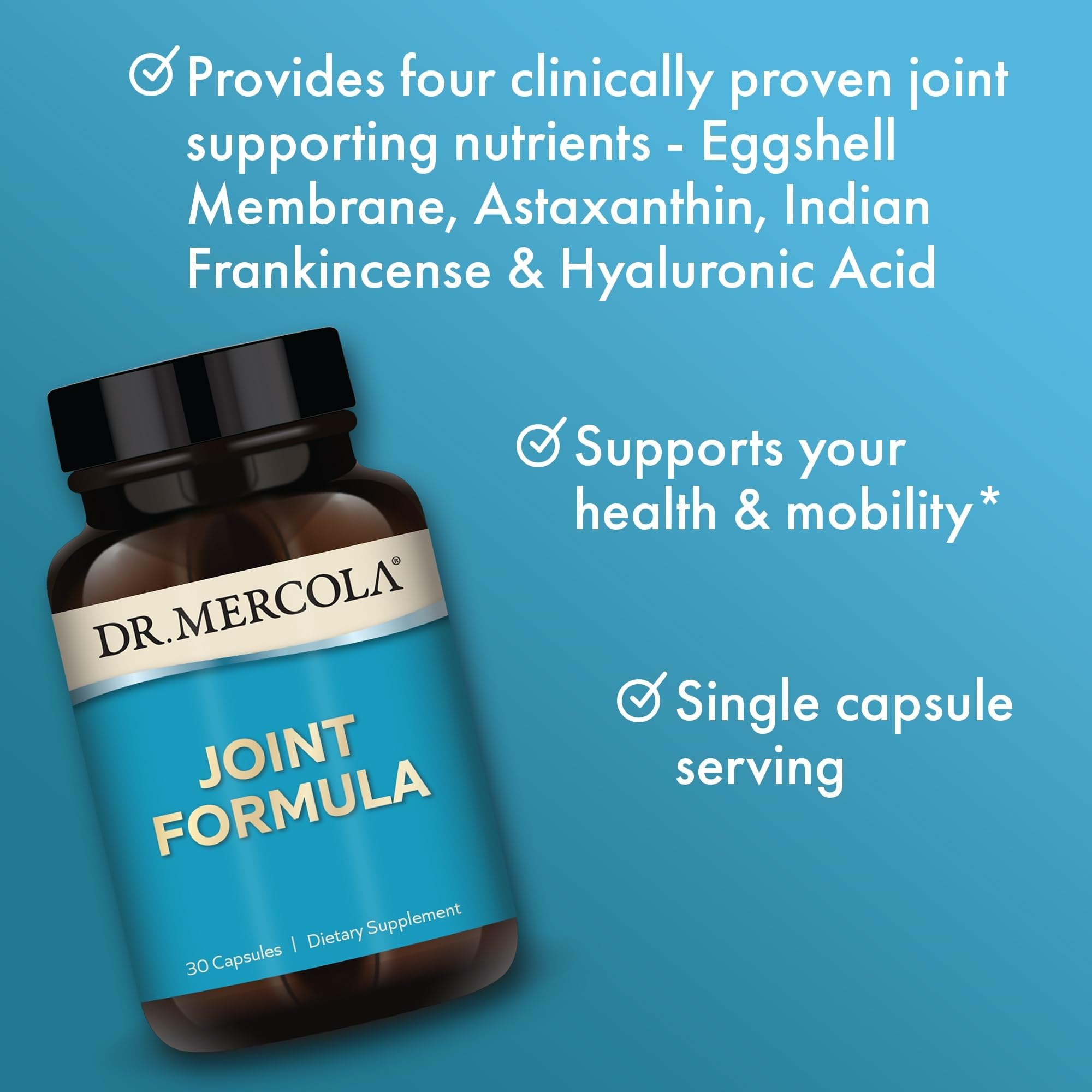 Formule articulations Dr. Mercola – acide hyaluronique pour la lubrification des articulations.