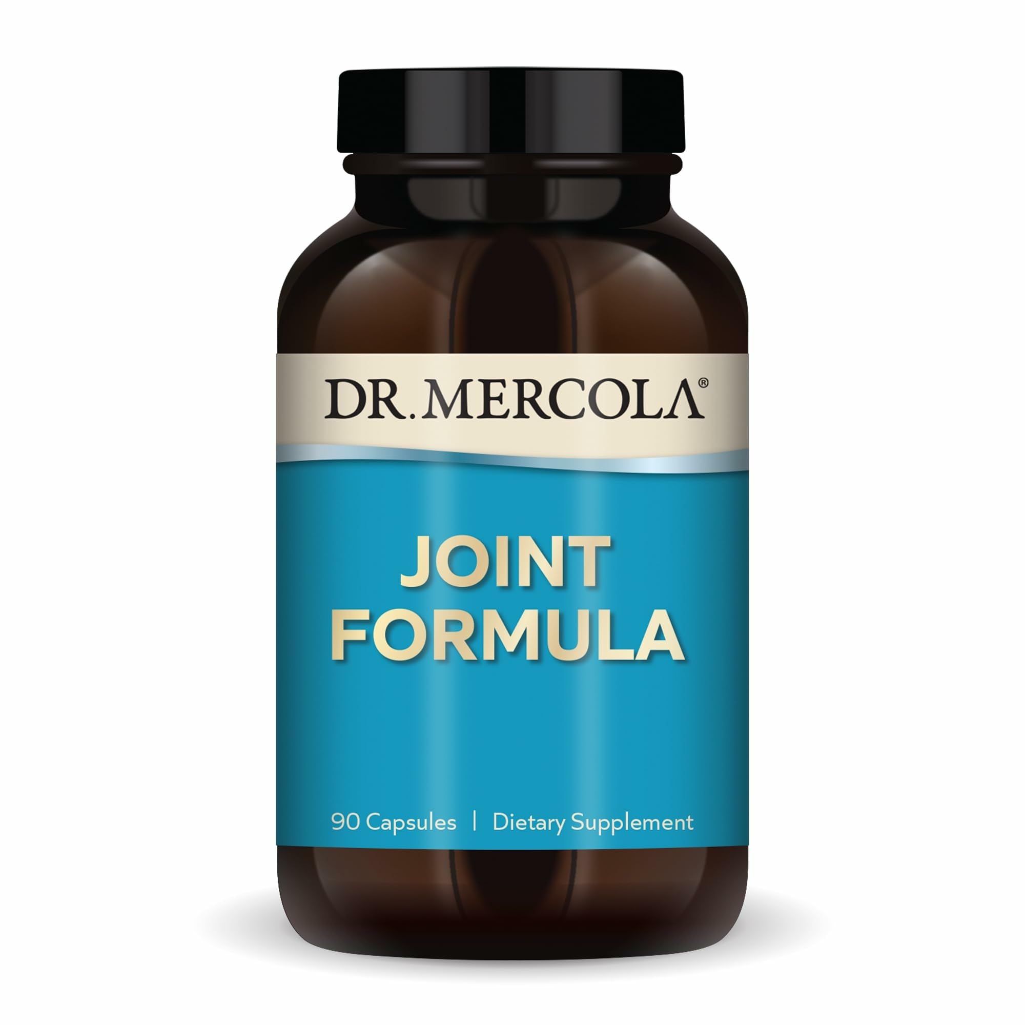 Dr. Mercola Formule Articulations – boîte montrant le produit et son utilisation potentielle au quotidien.