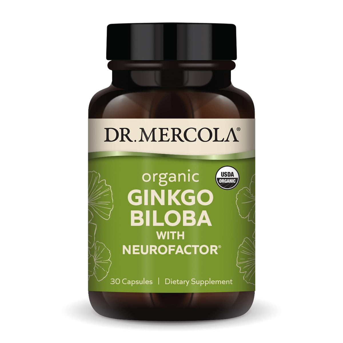 Capsules Dr. Mercola Ginkgo Biloba organiques pour soutenir la concentration.