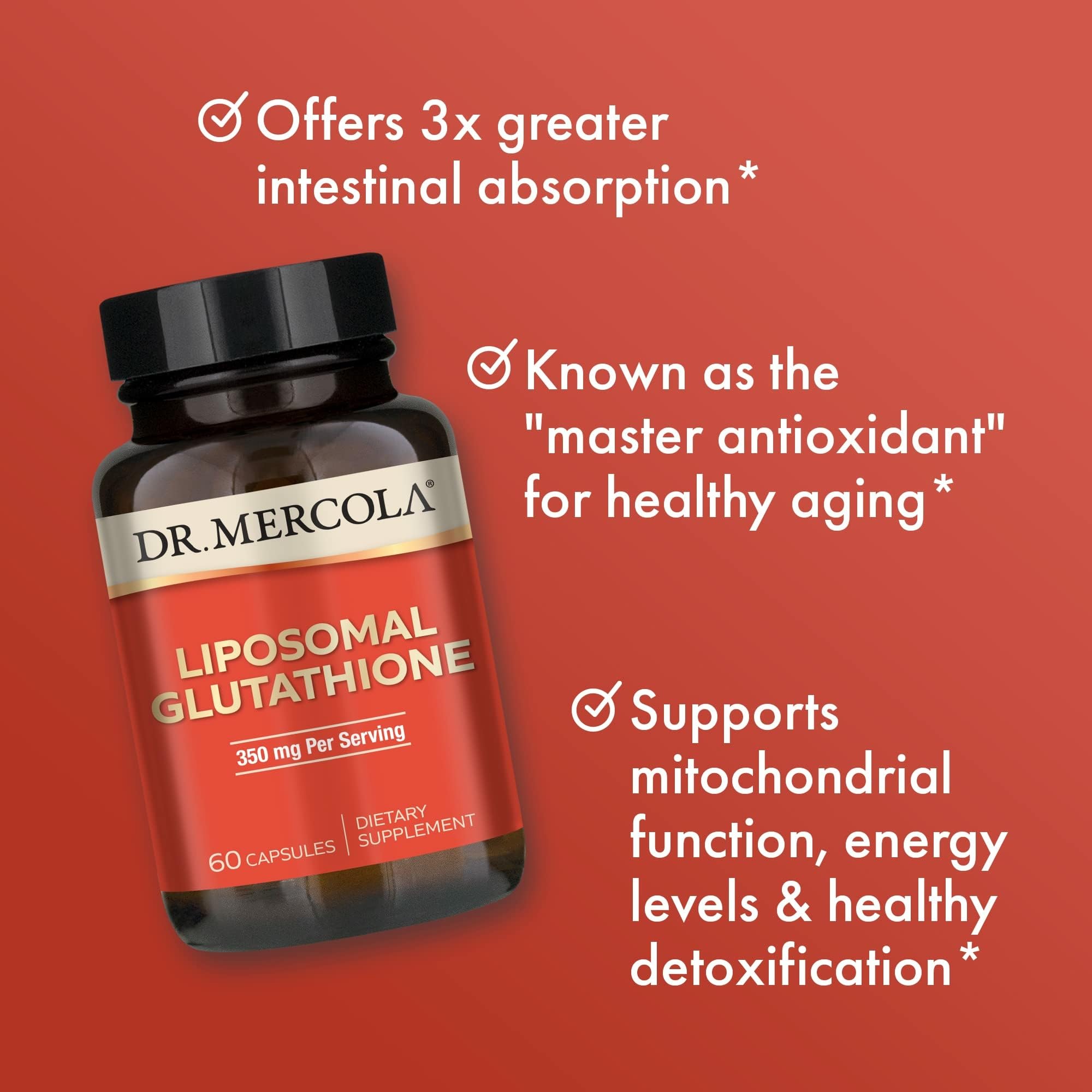 Flacon pratique Dr. Mercola Liposomal Glutathione pour une utilisation quotidienne