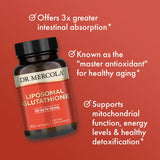 Flacon pratique Dr. Mercola Liposomal Glutathione pour une utilisation quotidienne